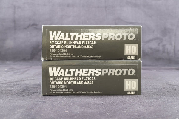 WalthersProto HO 2 X 920-104304 50' CC&F Bulkhead Flatcar Ontario Nort ...