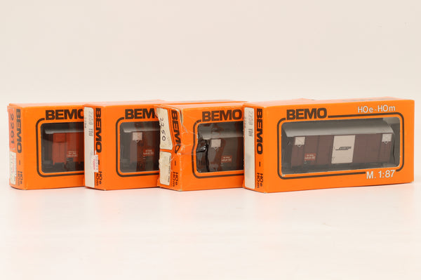 BEMO HOm Rake of 4x RhB Box Vans - Clark Railworks