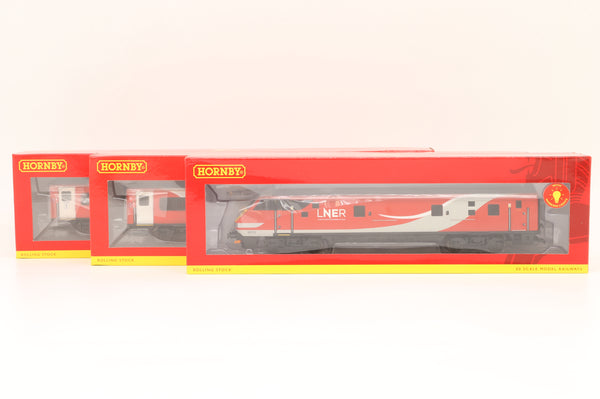 Hornby OO R40150/1/8 Rake of 3x Mk4s Incl. DVT in LNER Red - Clark