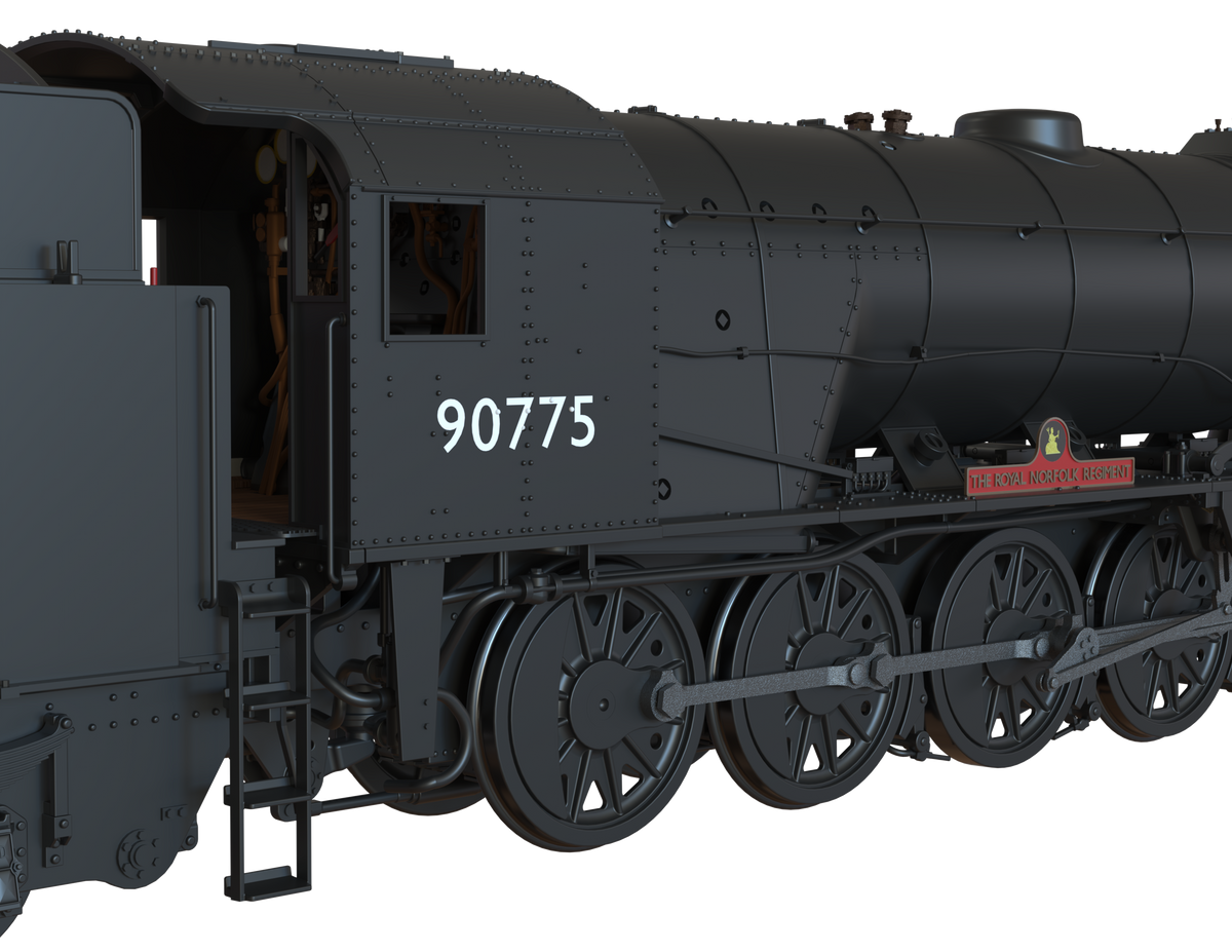 Clark Railworks Finescale OO Gauge C1005Z WD 2-10-0 Austerity, BR Black, Early Crest ‘90775’ ‘The Royal Norfolk Regiment&#39; Era 11 Preserved