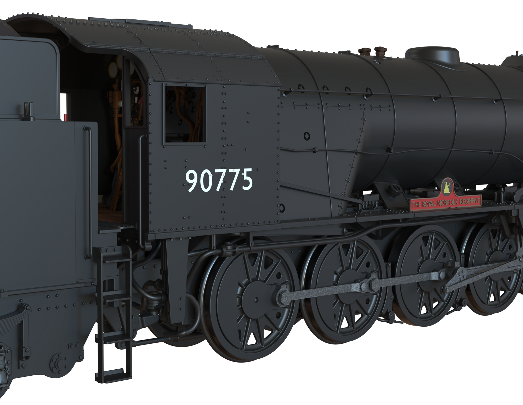 Clark Railworks Finescale OO Gauge C1005Z WD 2-10-0 Austerity, BR Black, Early Crest ‘90775’ ‘The Royal Norfolk Regiment' Era 11 Preserved