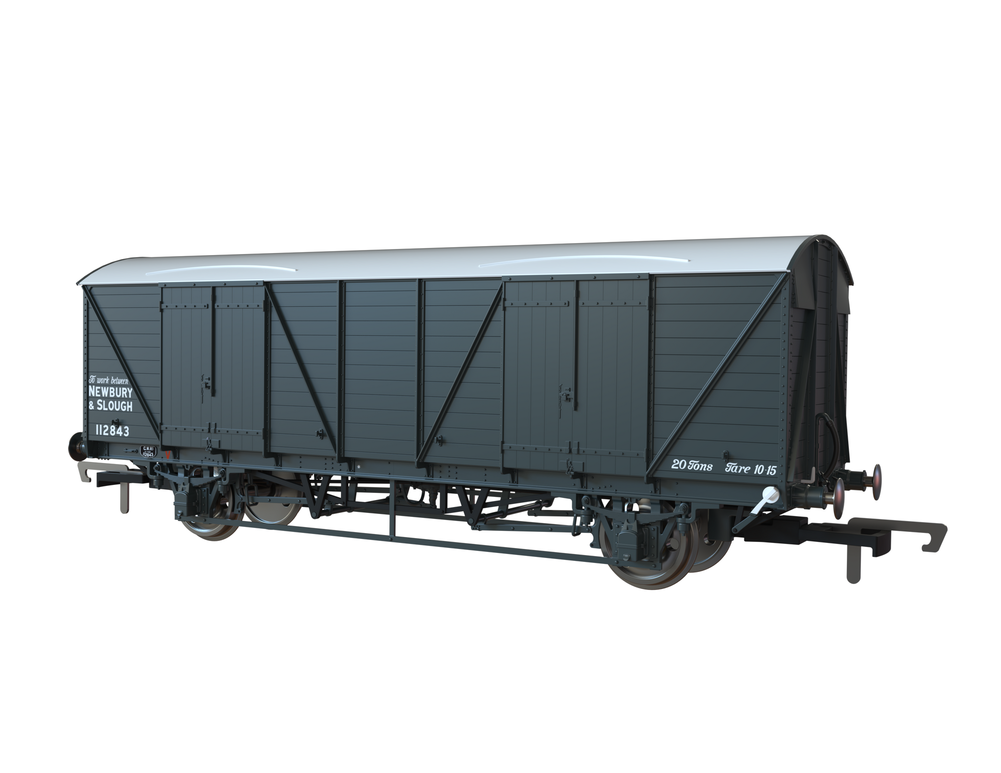 Clark Railworks OO C3065 GWR Mink G Goods Van, GWR Grey White Roof, 'Newbury/Slough' Pres. No.112843