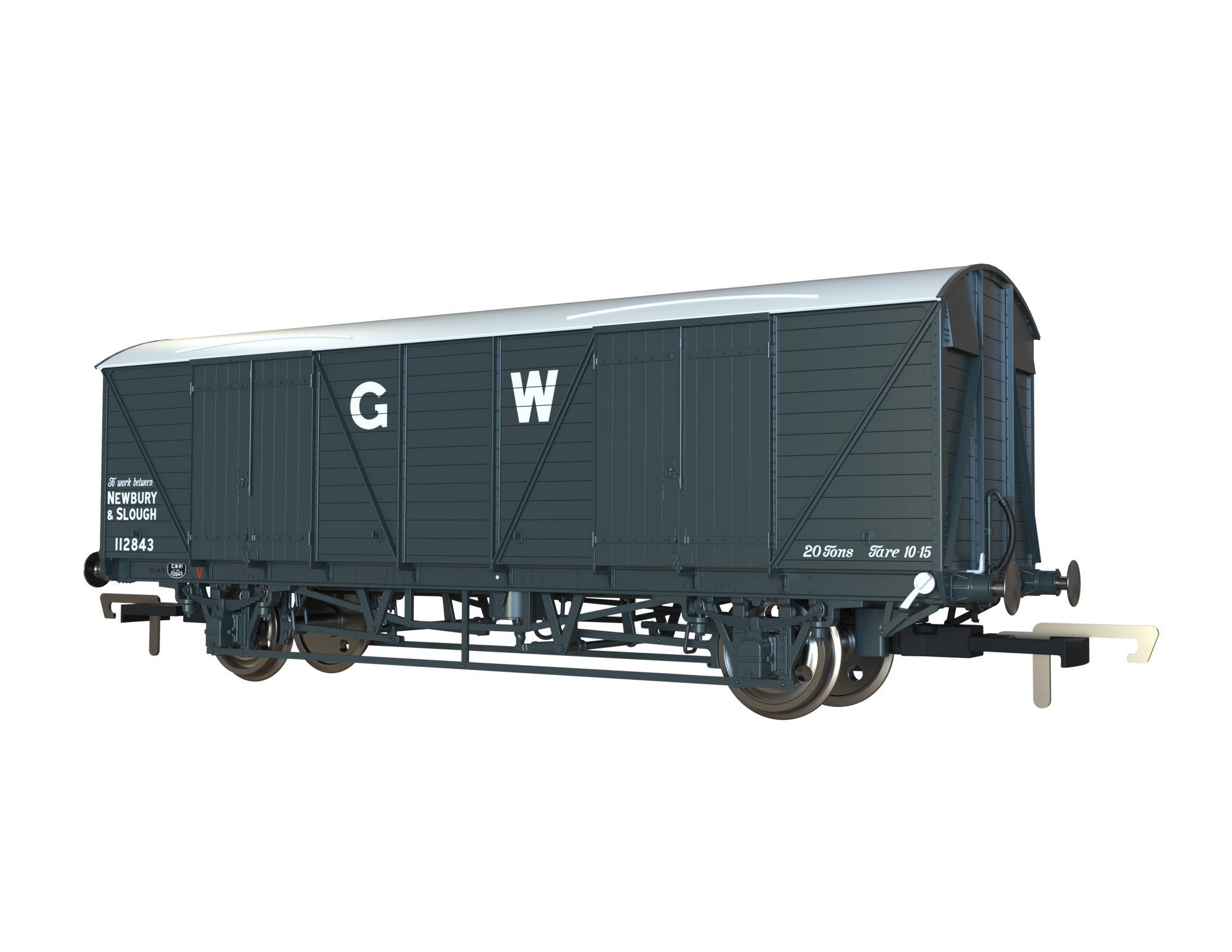 Clark Railworks OO C3065 GWR Mink G Goods Van, GWR Grey White Roof, 'Newbury/Slough' Pres. No.112843
