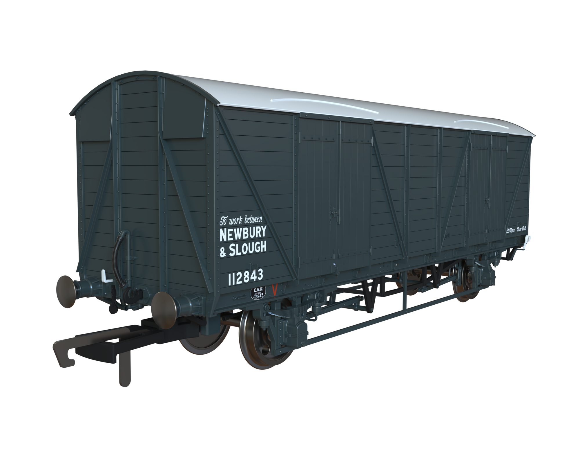 Clark Railworks OO C3065 GWR Mink G Goods Van, GWR Grey White Roof, 'Newbury/Slough' Pres. No.112843