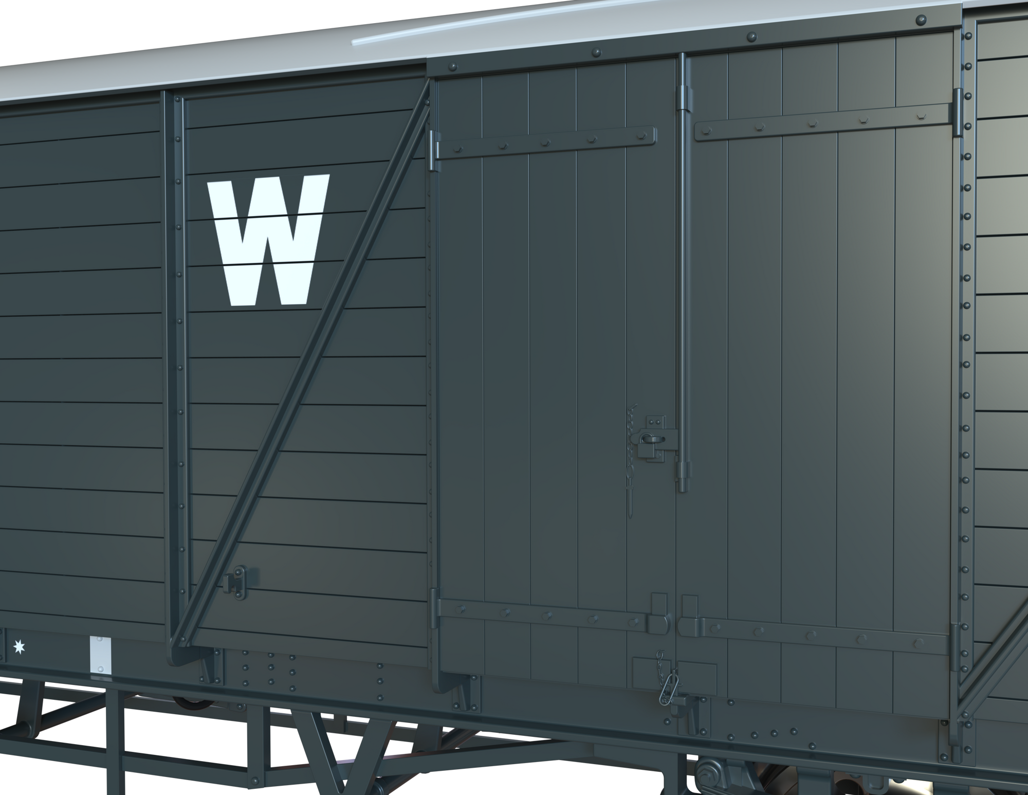 Clark Railworks OO C3066 GWR Mink G Goods Van, GWR Blue/Grey White Roof 'Fishguard' Pres. No.112843