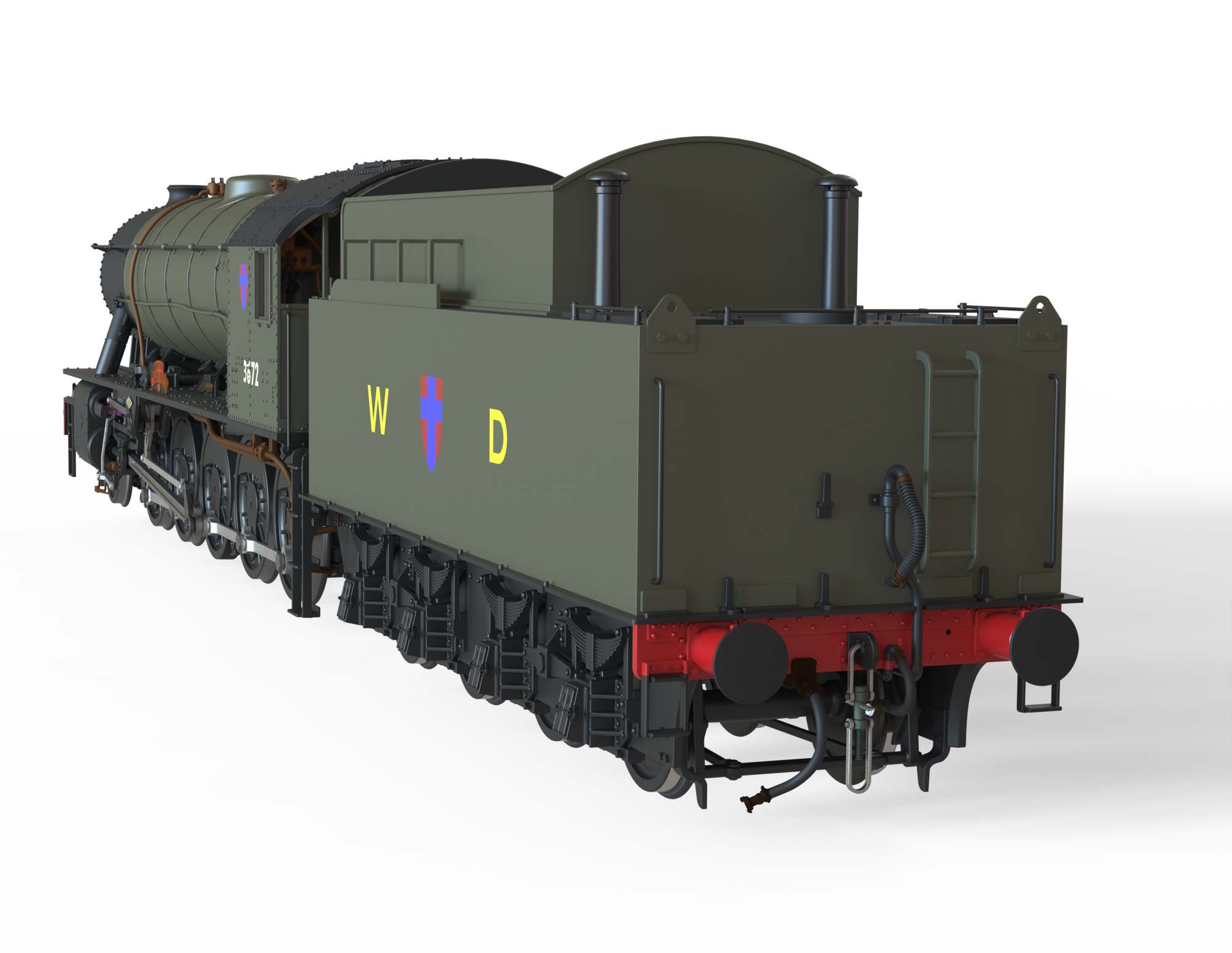 Clark Railworks Finescale OO Gauge C1007Z WD 2-10-0 Austerity, WD Khaki Green WD ‘3672’ ‘Dame Vera Lynn’ Era 8-10 Preserved