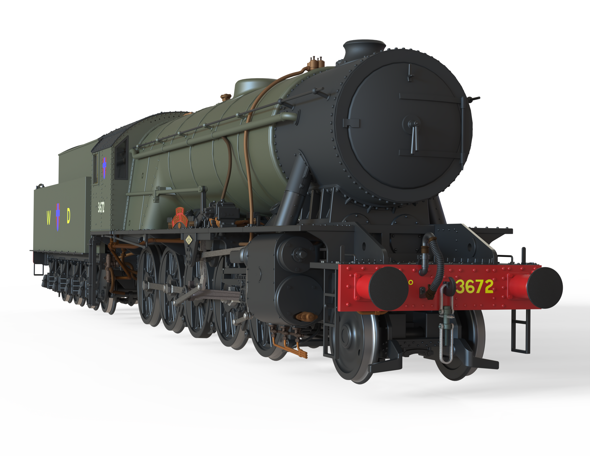 Clark Railworks Finescale OO Gauge C1007Z WD 2-10-0 Austerity, WD Khaki Green WD ‘3672’ ‘Dame Vera Lynn’ Era 8-10 Preserved
