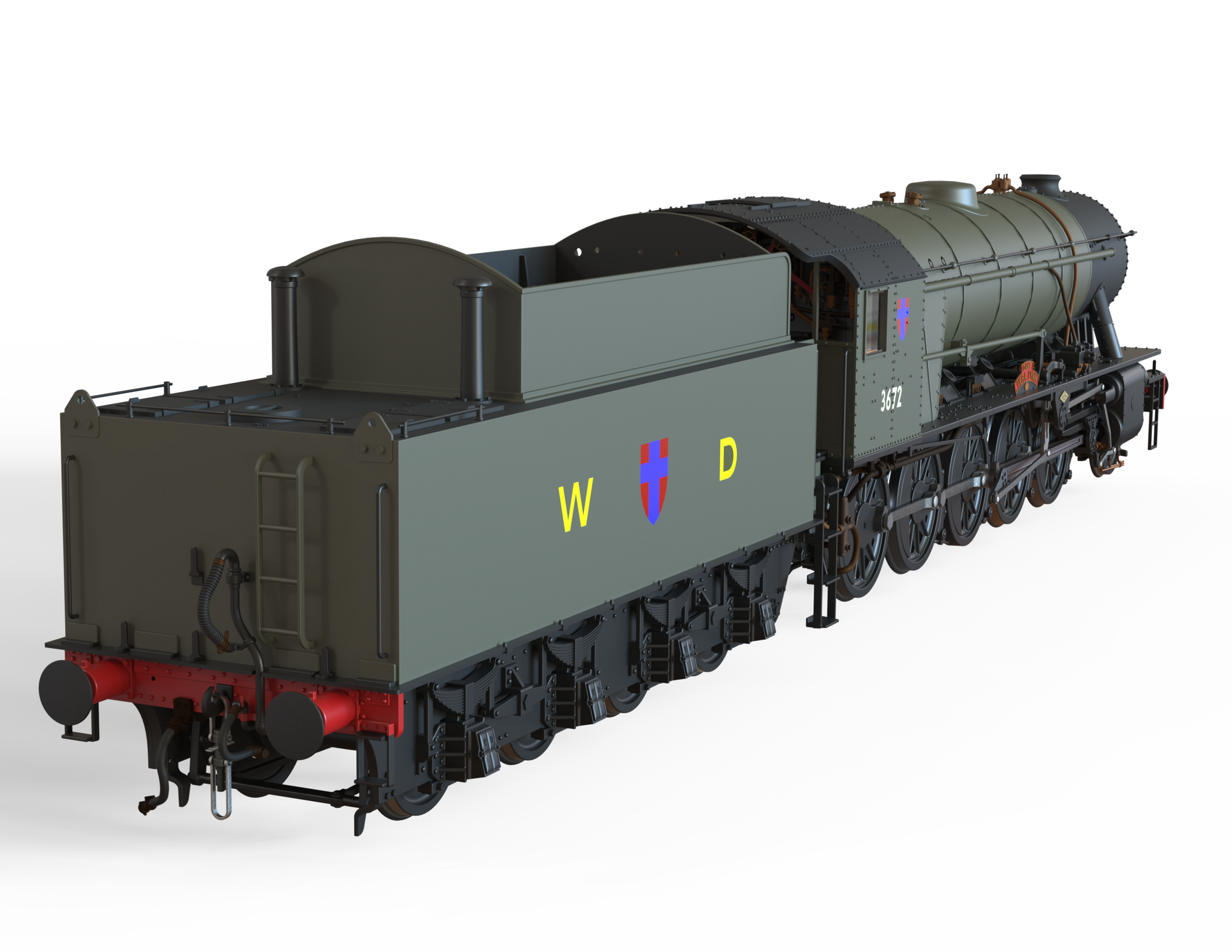 Clark Railworks Finescale OO Gauge C1007Z WD 2-10-0 Austerity, WD Khaki Green WD ‘3672’ ‘Dame Vera Lynn’ Era 8-10 Preserved