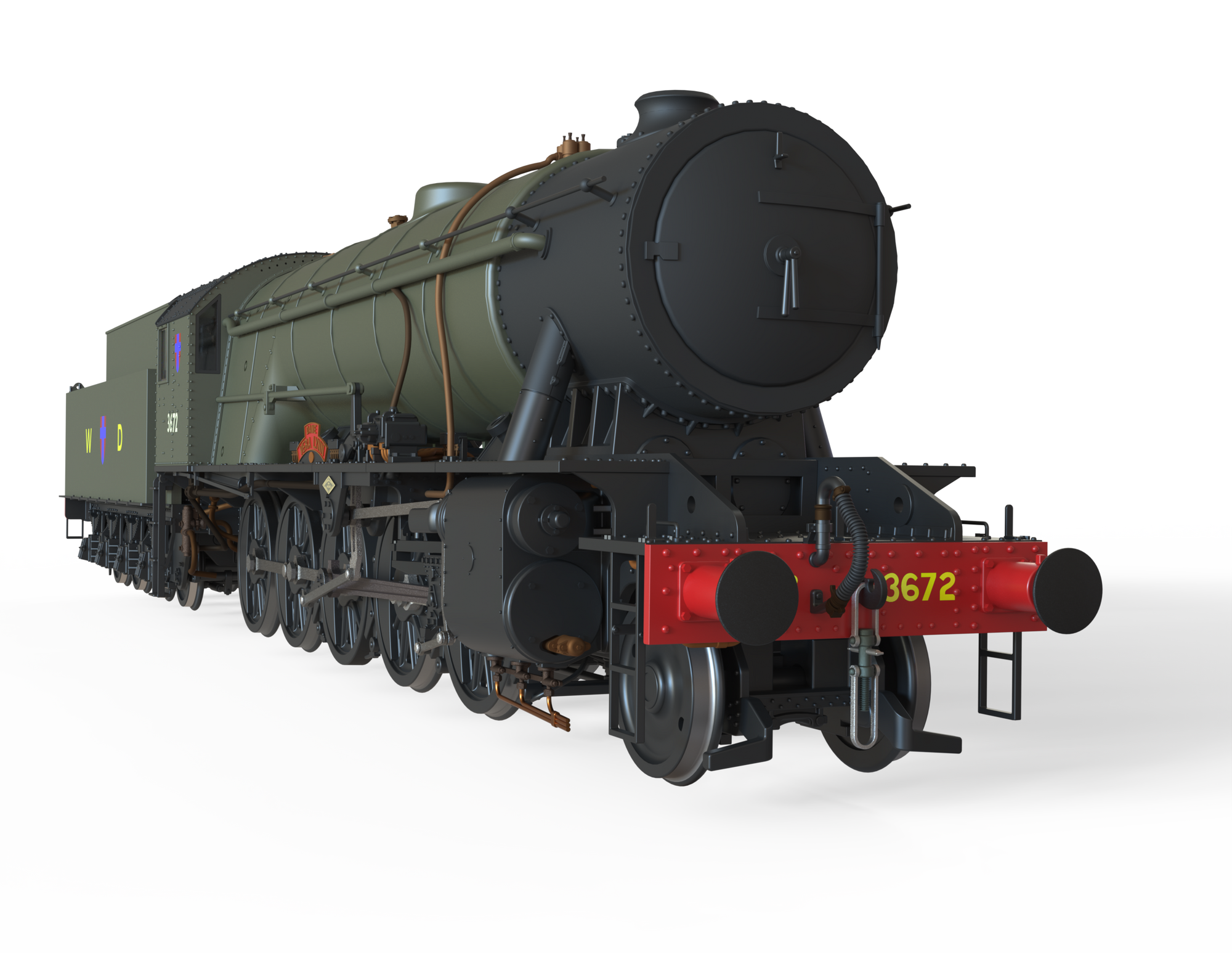 Clark Railworks Finescale OO Gauge C1007Z WD 2-10-0 Austerity, WD Khaki Green WD ‘3672’ ‘Dame Vera Lynn’ Era 8-10 Preserved