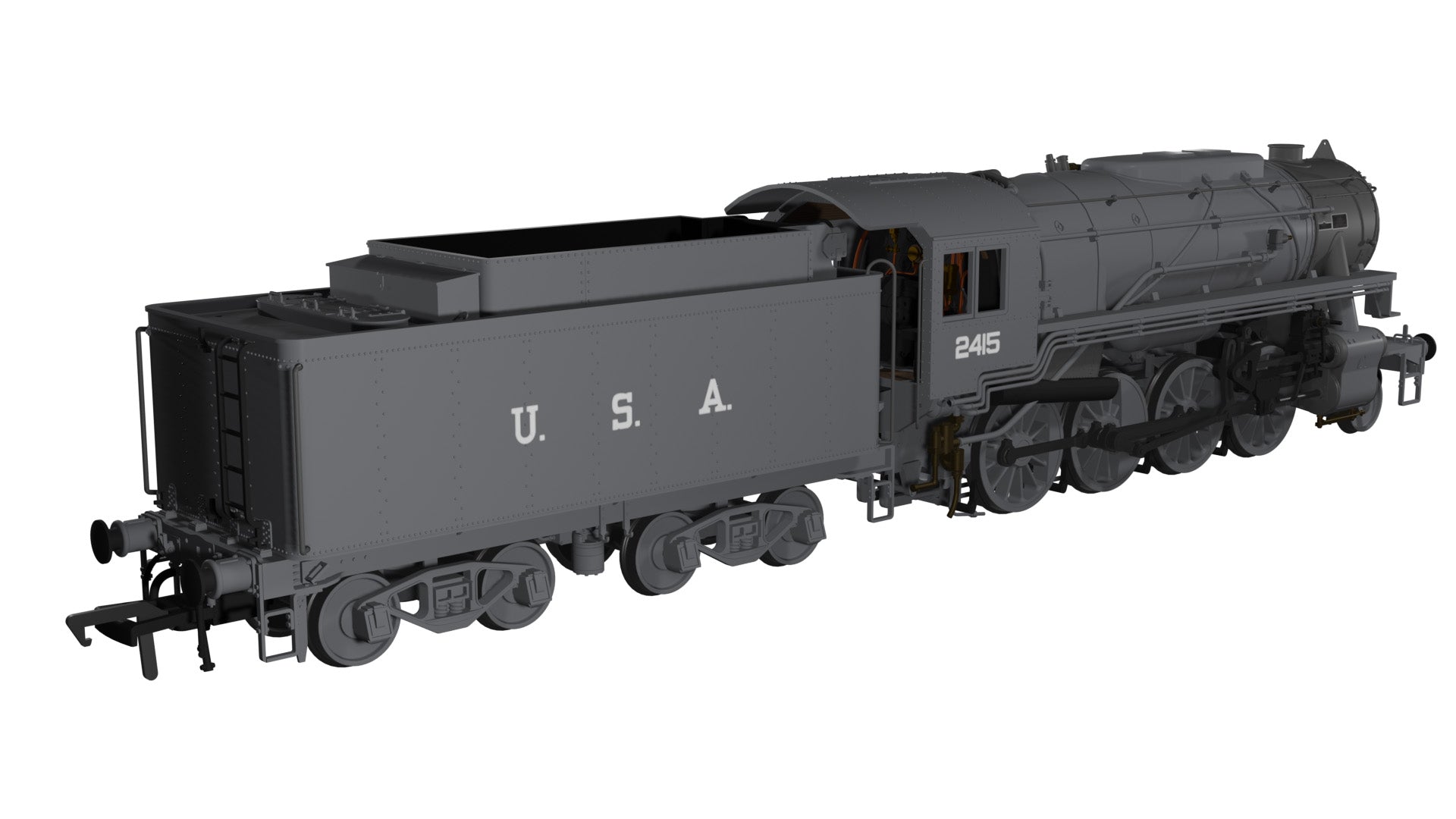 Rapido OO Gauge 926002 USATC S160 2-8-0, ‘2415’, (LMS) Dark Grey w/USA on Tender