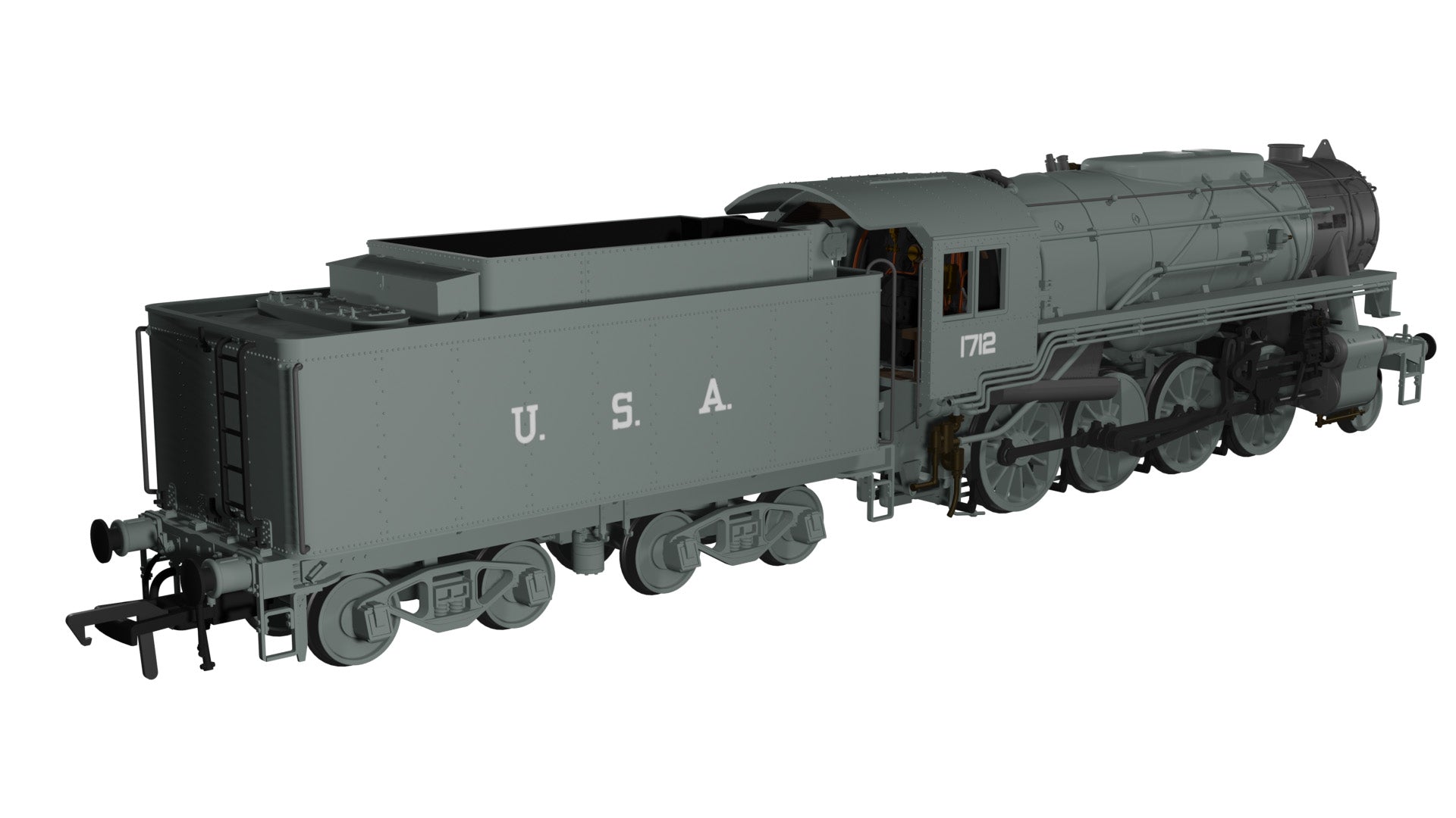 Rapido OO Gauge 926003 USATC S160 2-8-0, ‘1712’, Light Grey w/USA on Tender