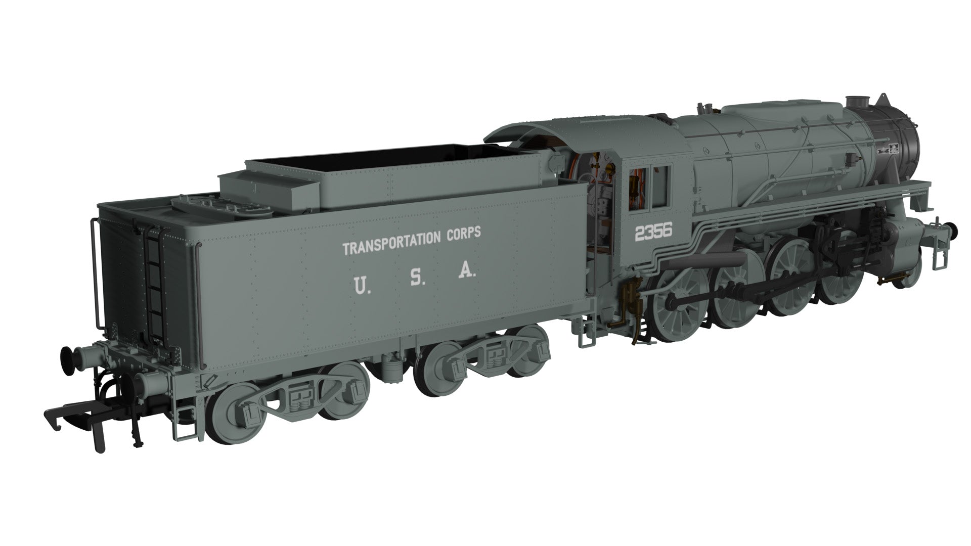 Rapido OO Gauge 926004 USATC S160 2-8-0, ‘2356’, Light Grey w/Transportation Corps USA on Tender