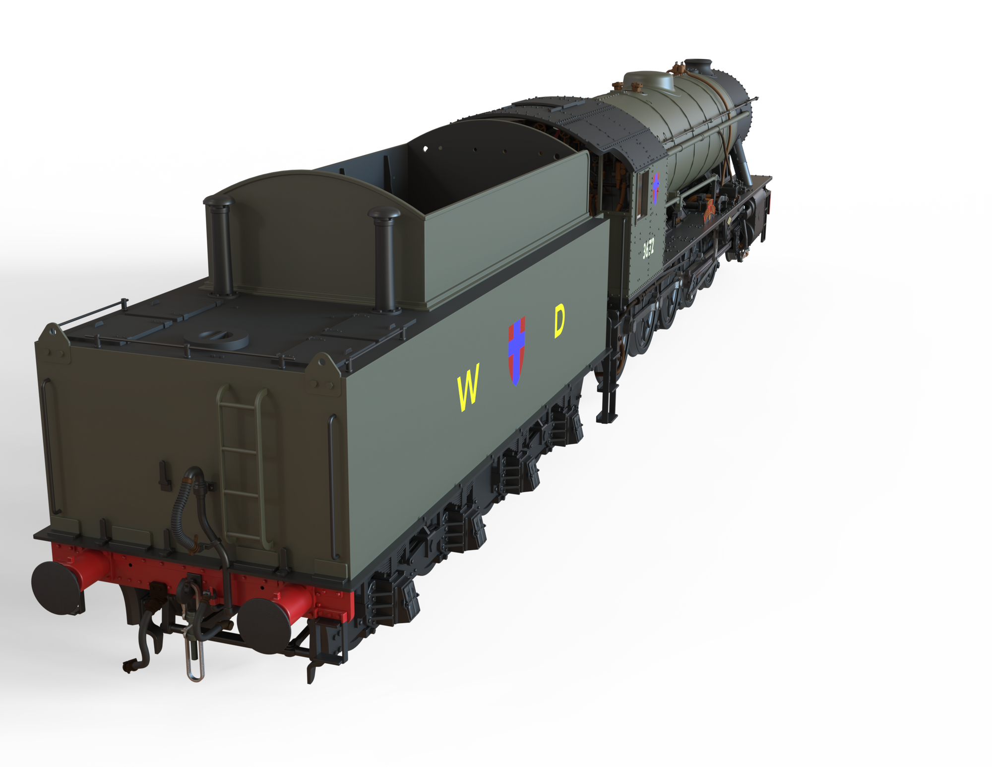 Clark Railworks Finescale OO Gauge C1007Z WD 2-10-0 Austerity, WD Khaki Green WD ‘3672’ ‘Dame Vera Lynn’ Era 8-10 Preserved