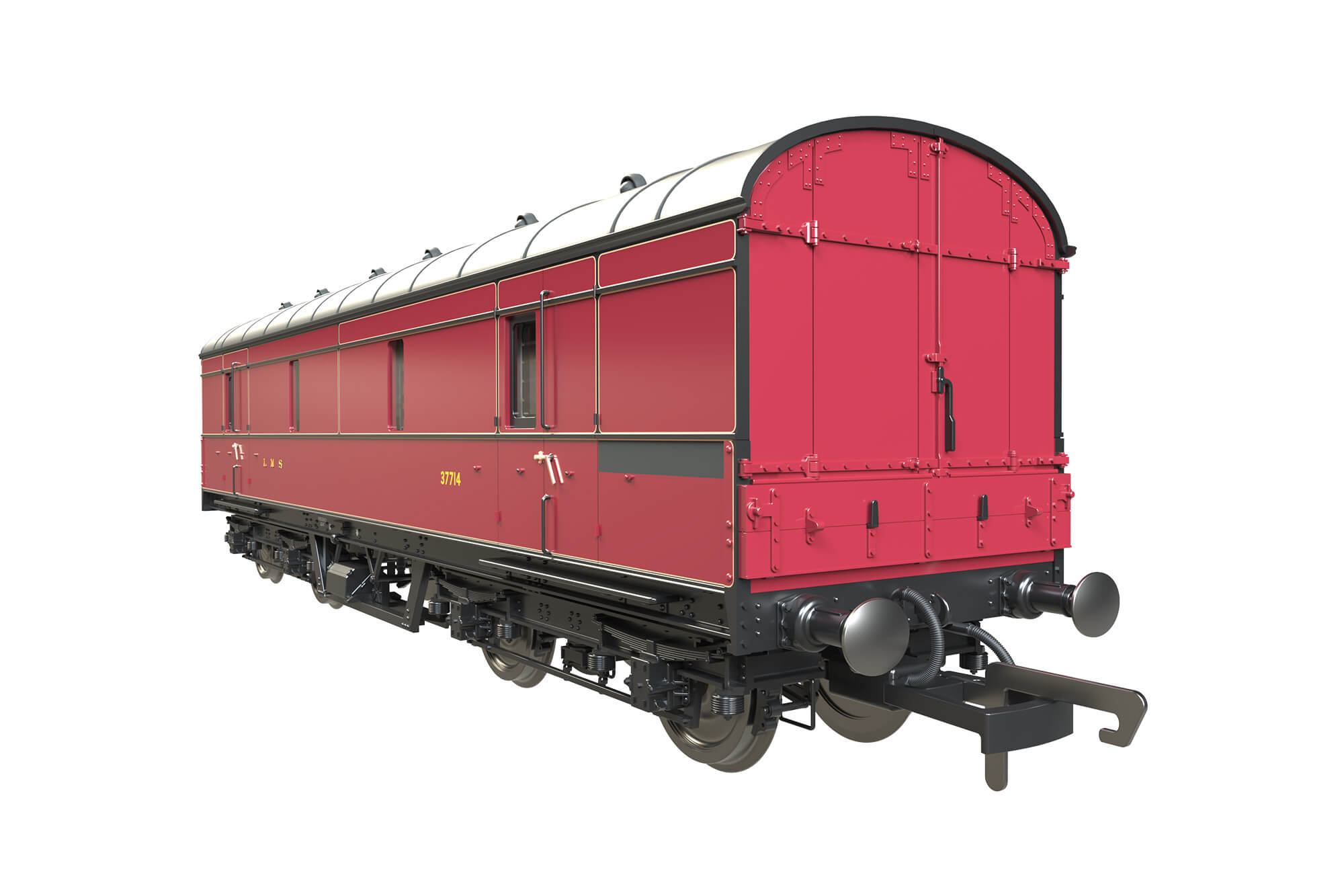 Clark Railworks OO C2020 LMS 42ft GUV No. 37714 LMS Lined Crimson Lake