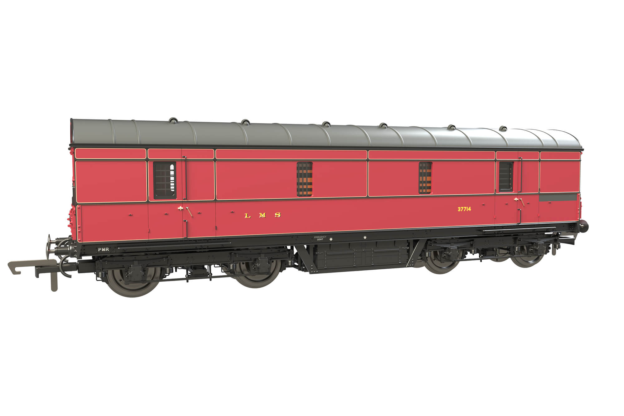 Clark Railworks OO C2020 LMS 42ft GUV No. 37714 LMS Lined Crimson Lake