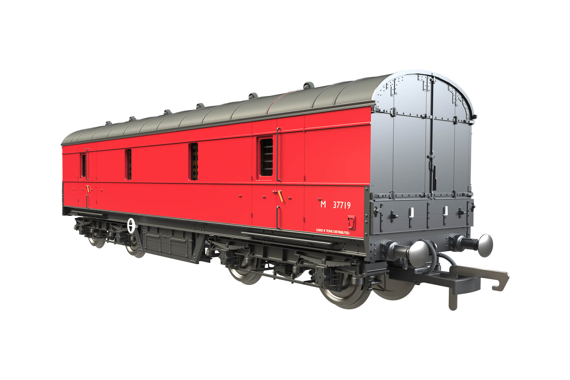 Clark Railworks OO C2021 LMS 42ft GUV No. 37719 BR Plain Crimson