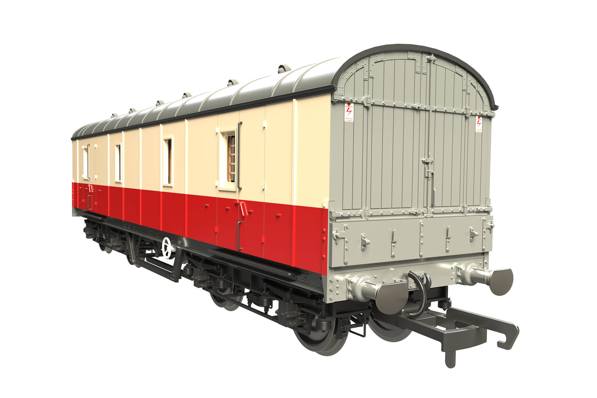 Clark Railworks OO C2027 LMS 42ft GUV No. 37909 BR Crimson & Cream