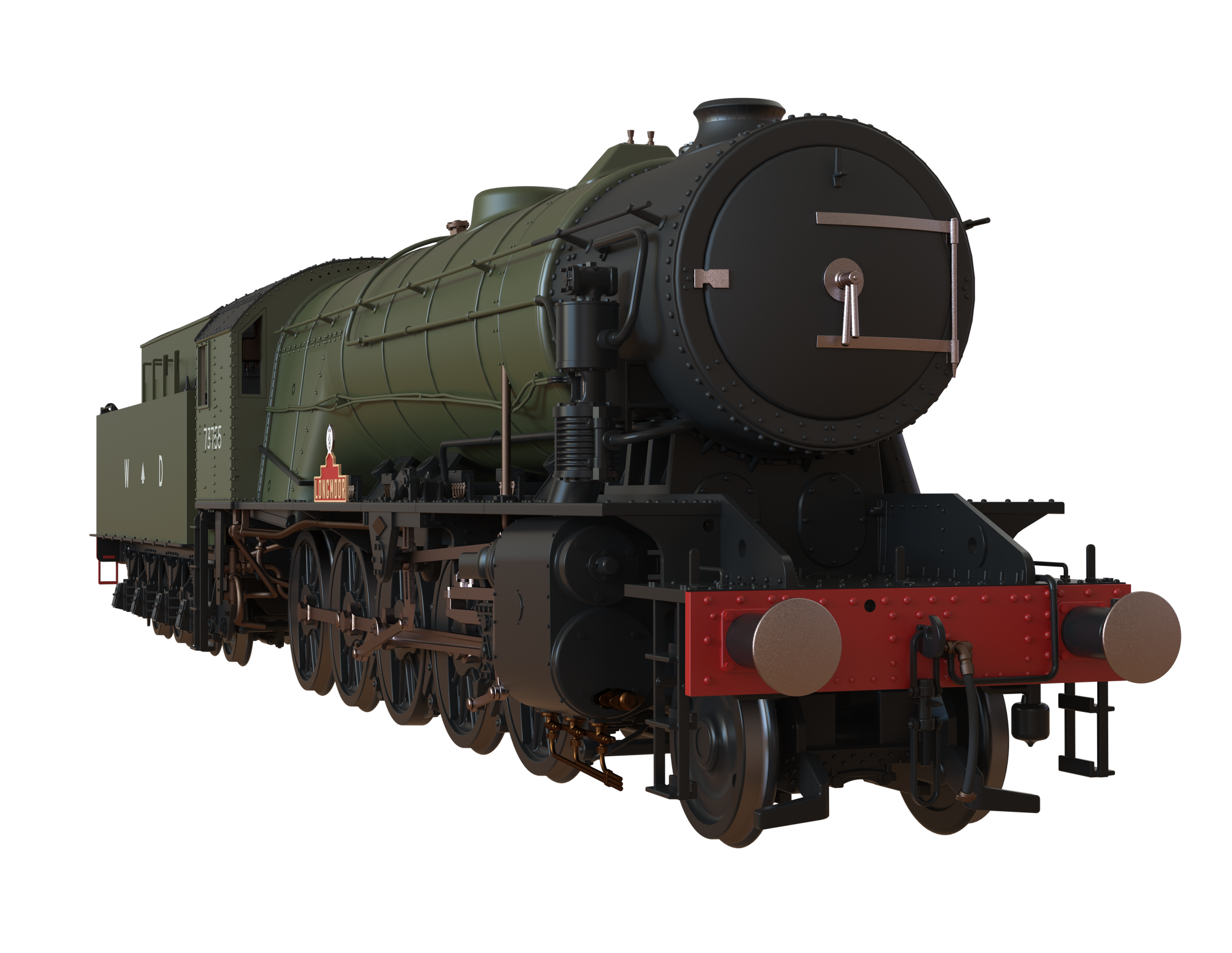Clark Railworks Finescale OO Gauge C1000Z WD 2-10-0 Austerity, WD Khaki Green ‘73755’ 'Longmoor' Preserved