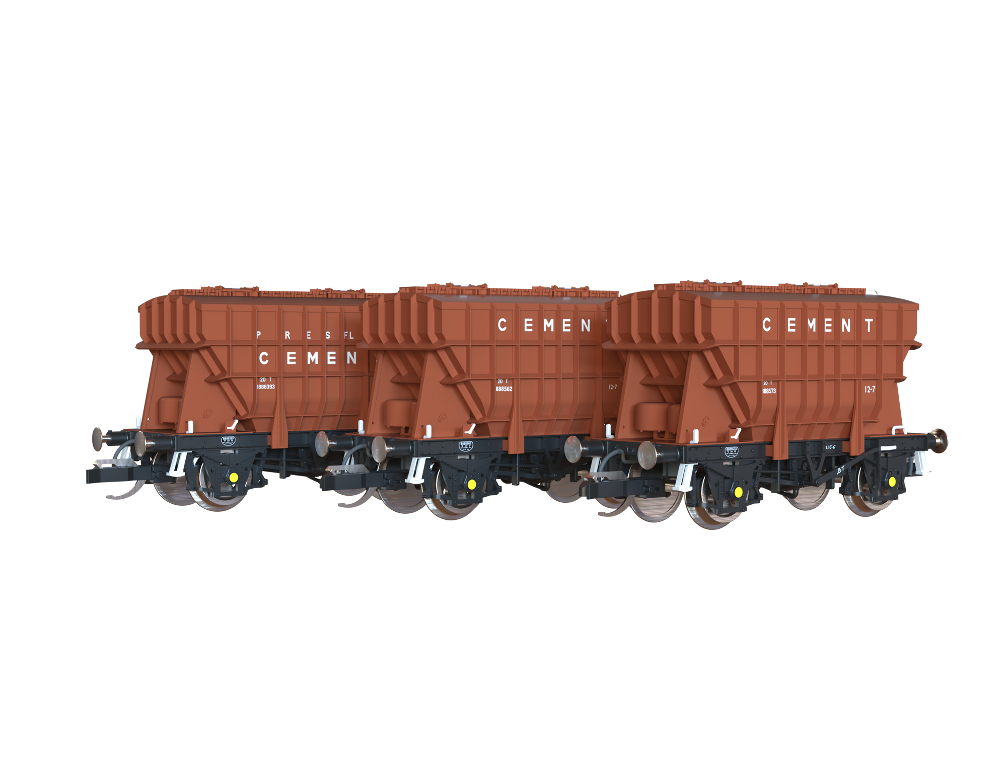 Clark Railworks TT Gauge T3000 Presflo BR Pre-Tops Bauxite 3-Pack