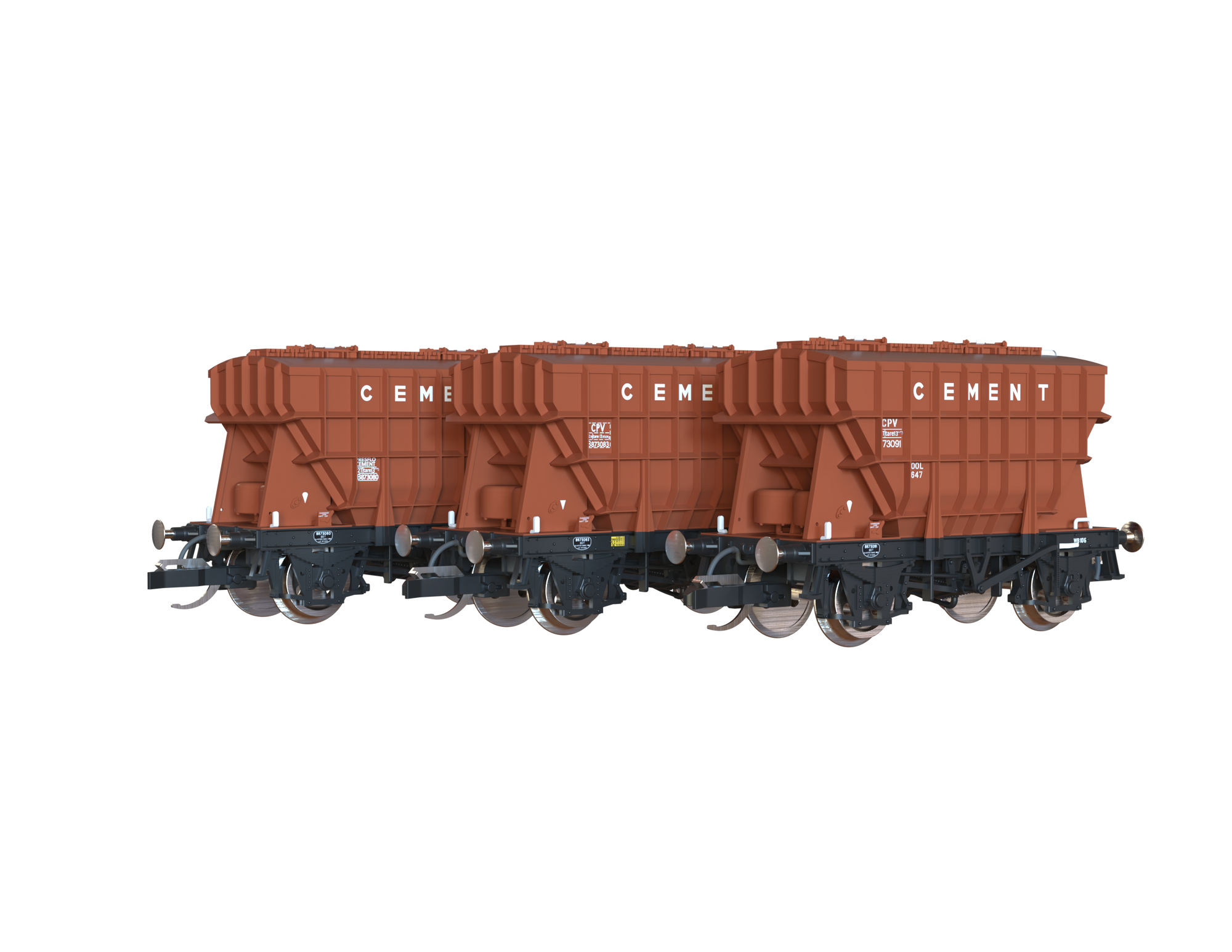 Clark Railworks TT Gauge T3002 Presflo BR Tops Bauxite 3-Pack