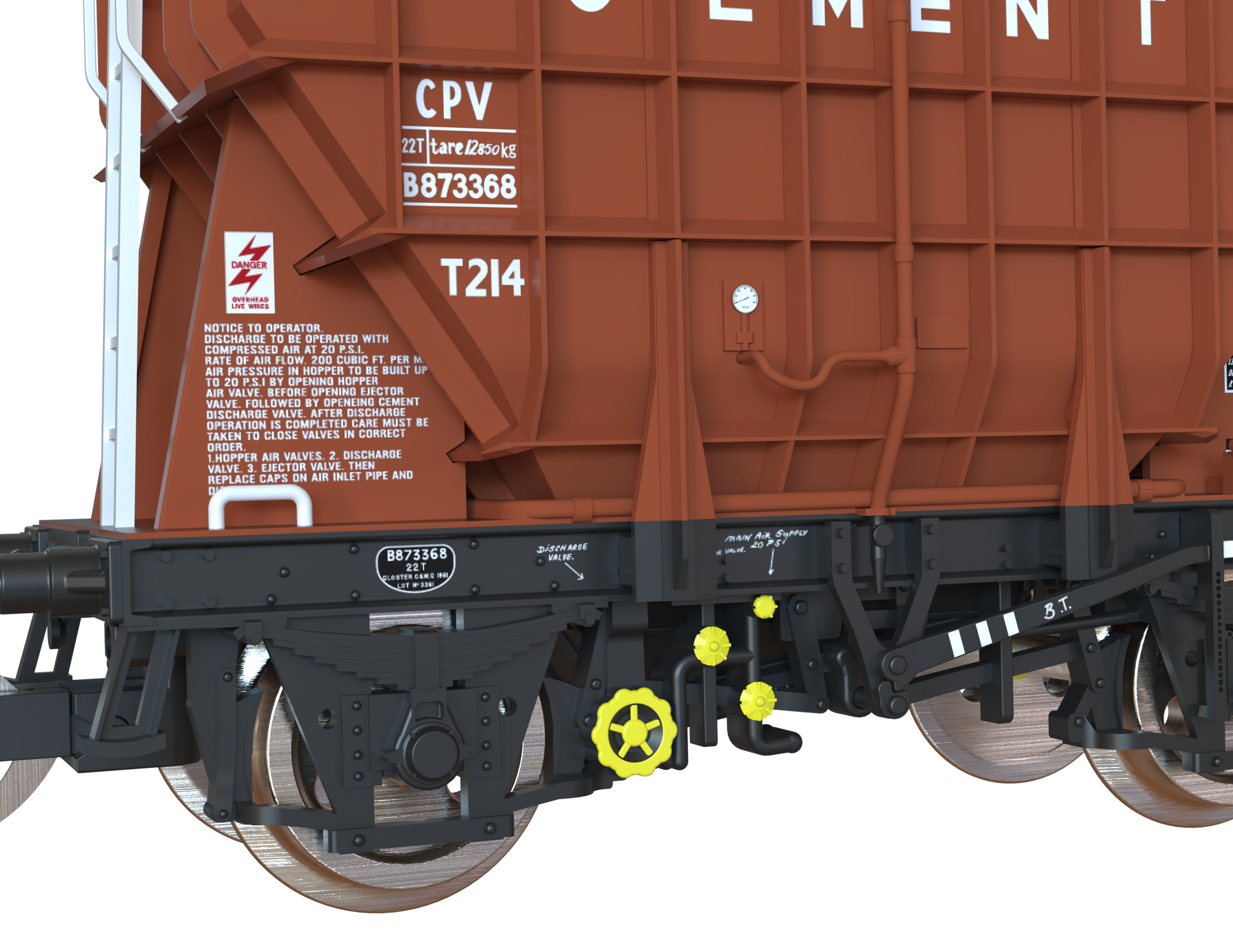 Clark Railworks TT Gauge T3003 Presflo BR Tops Bauxite Single Wagon