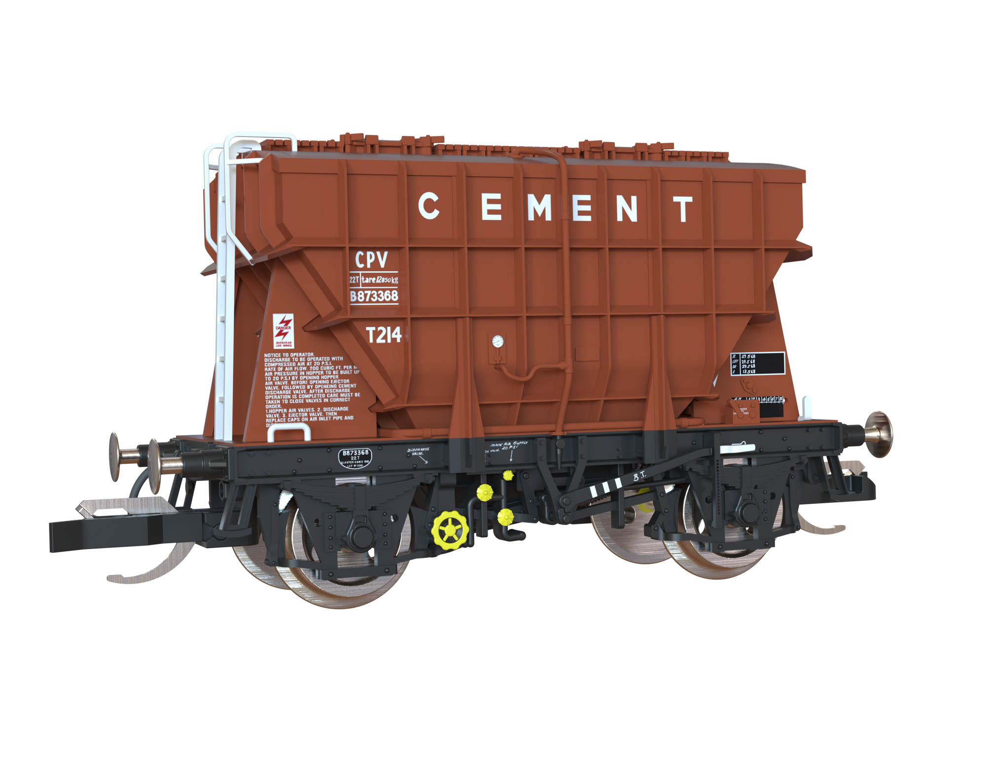 Clark Railworks TT Gauge T3003 Presflo BR Tops Bauxite Single Wagon