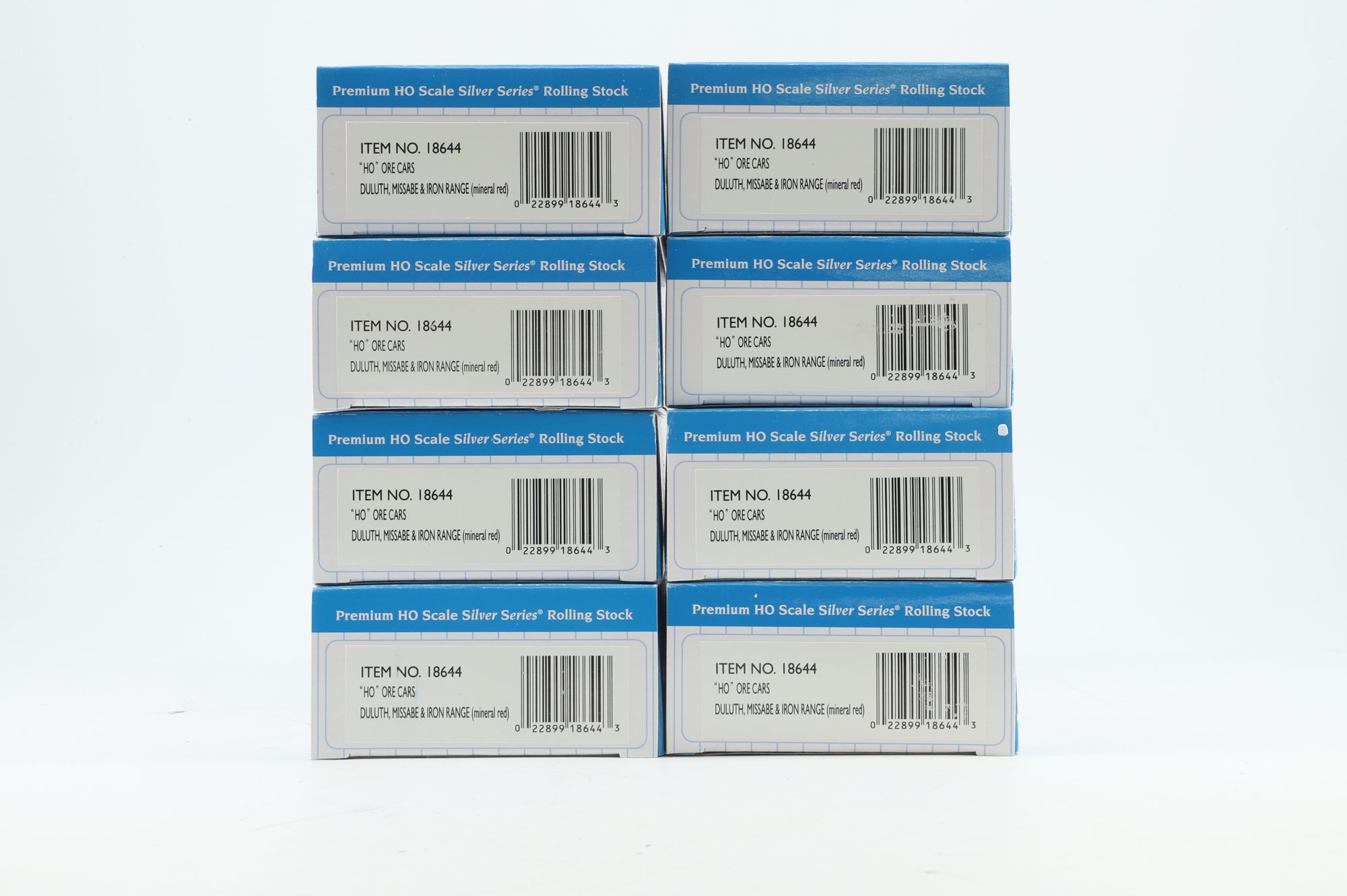 Bachmann HO 18644 x8 Rake of 8 Ore Cars in Duluth, Missabe, & Iron Range Mineral Red