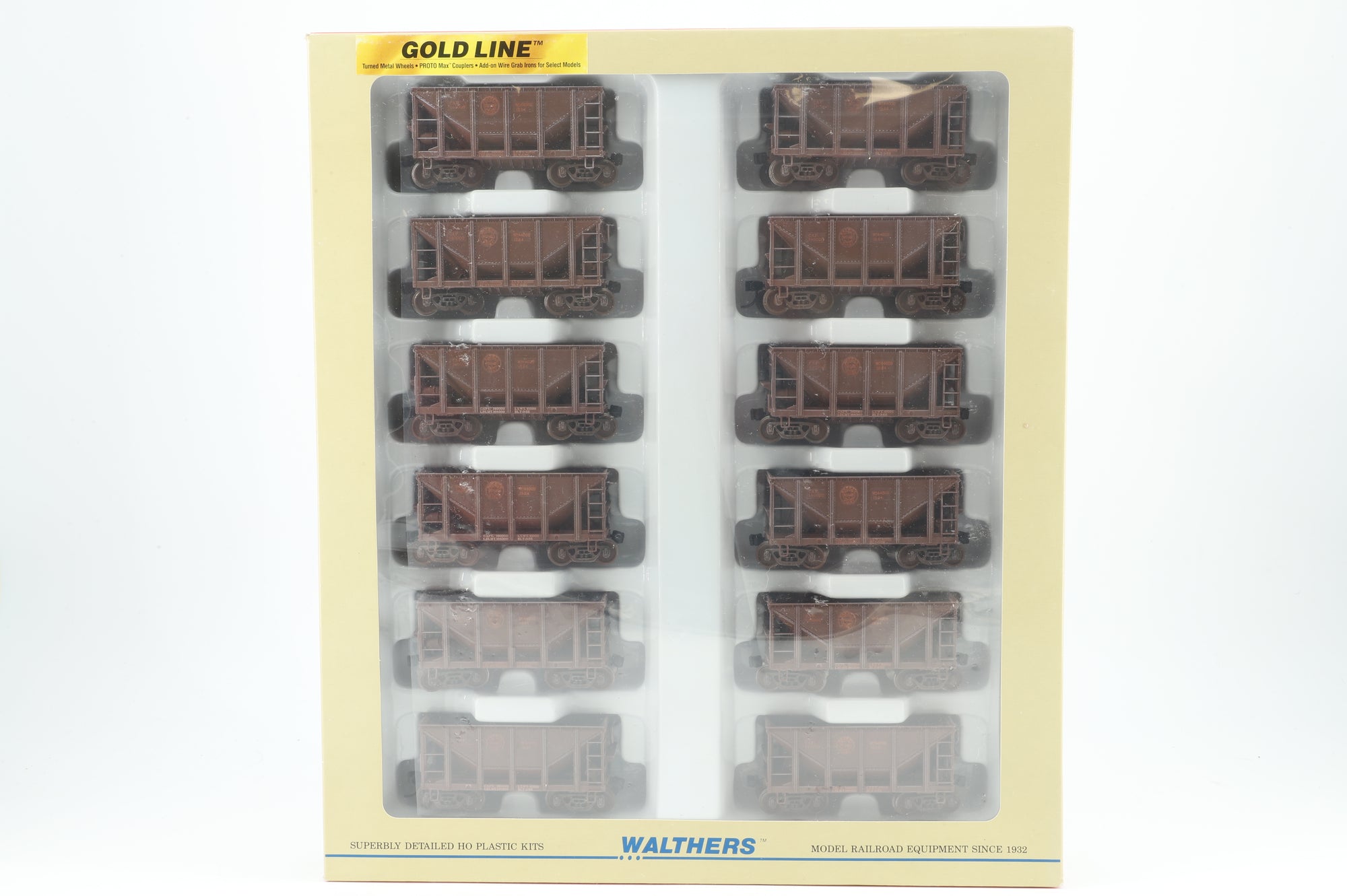 Walthers HO 932-40506 12-Pack of Michigan Ore Cars in DMIR Brown - Pro-Customised/Weathered