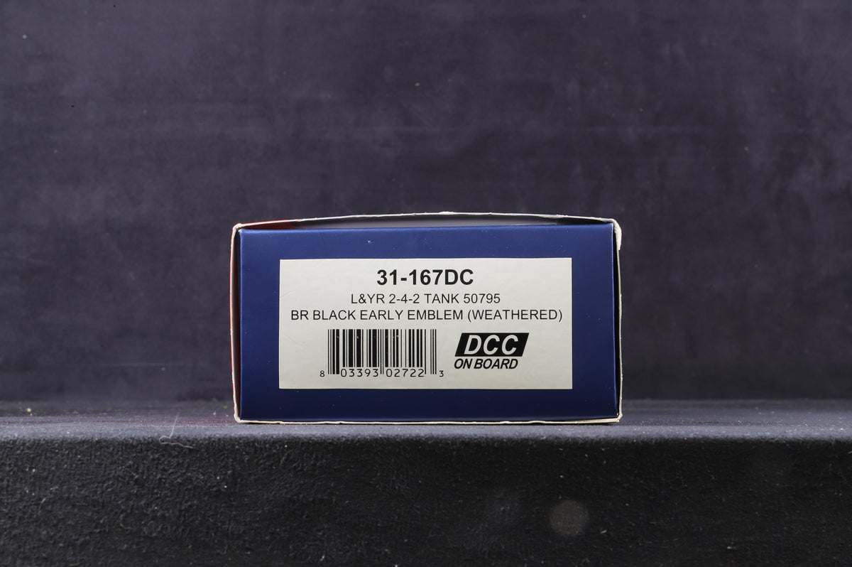 Bachmann OO 31-167DC L&amp;YR 2-4-2 Tank &#39;50795&#39; BR Black Early Emblem (Weathered)