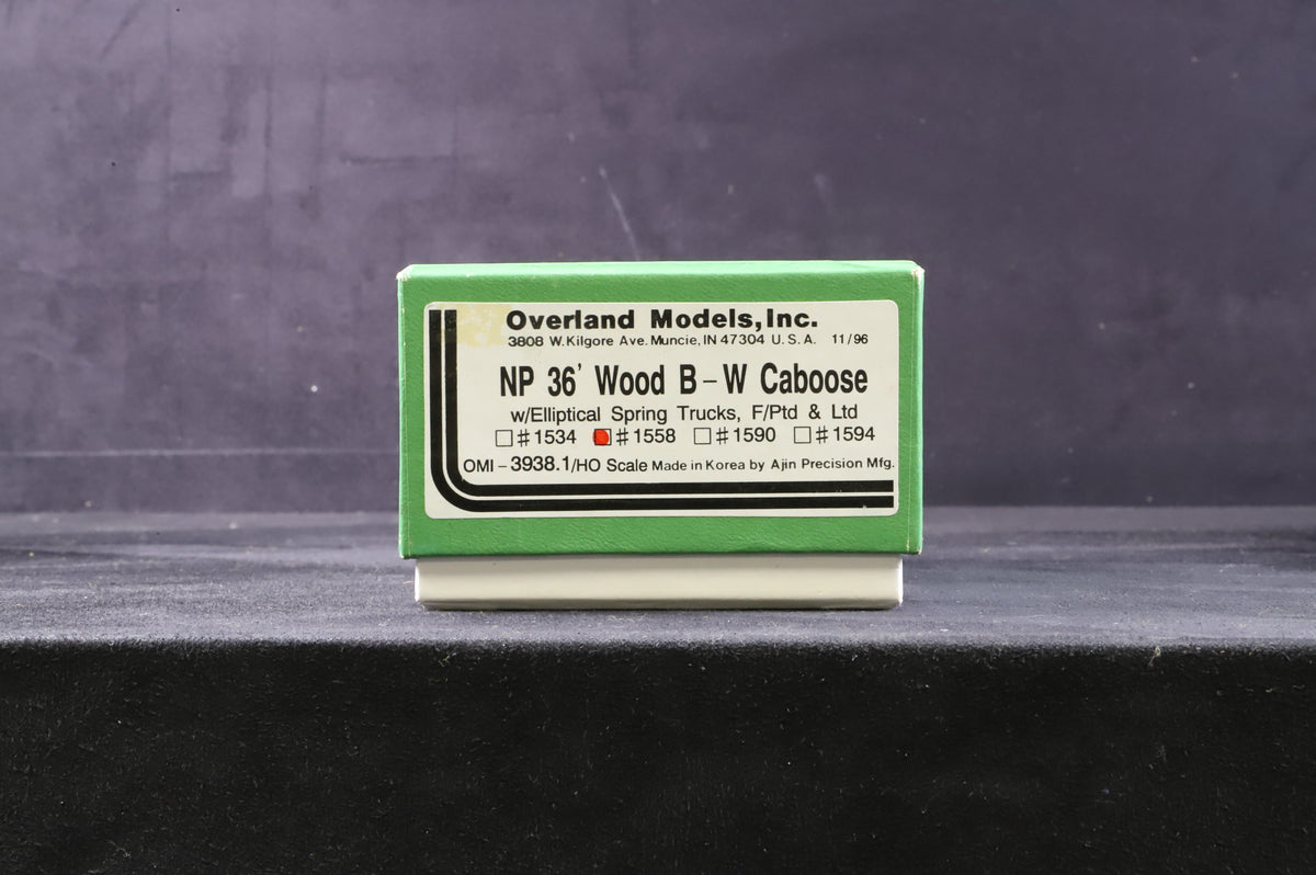 Overland Models Inc.  HO 3938 NP 36&#39; Wood B-W Caboose &#39;1558&#39;