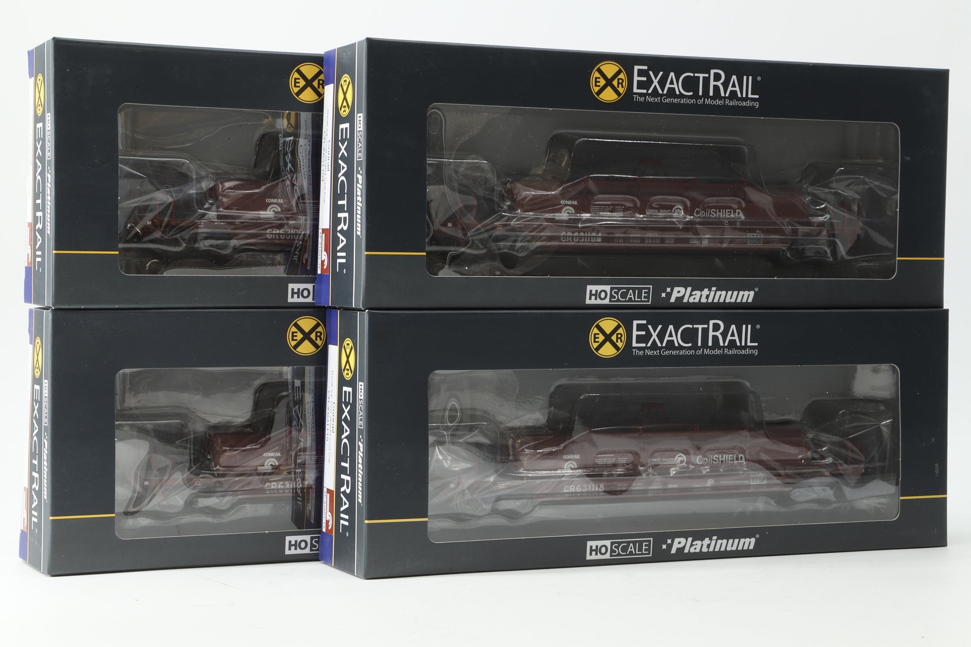 Exact Rail HO Rake Of 4 Conrail Shield Coil Cars Inc. EP81601-16, 81601-15, 81601-19 & 81601-17