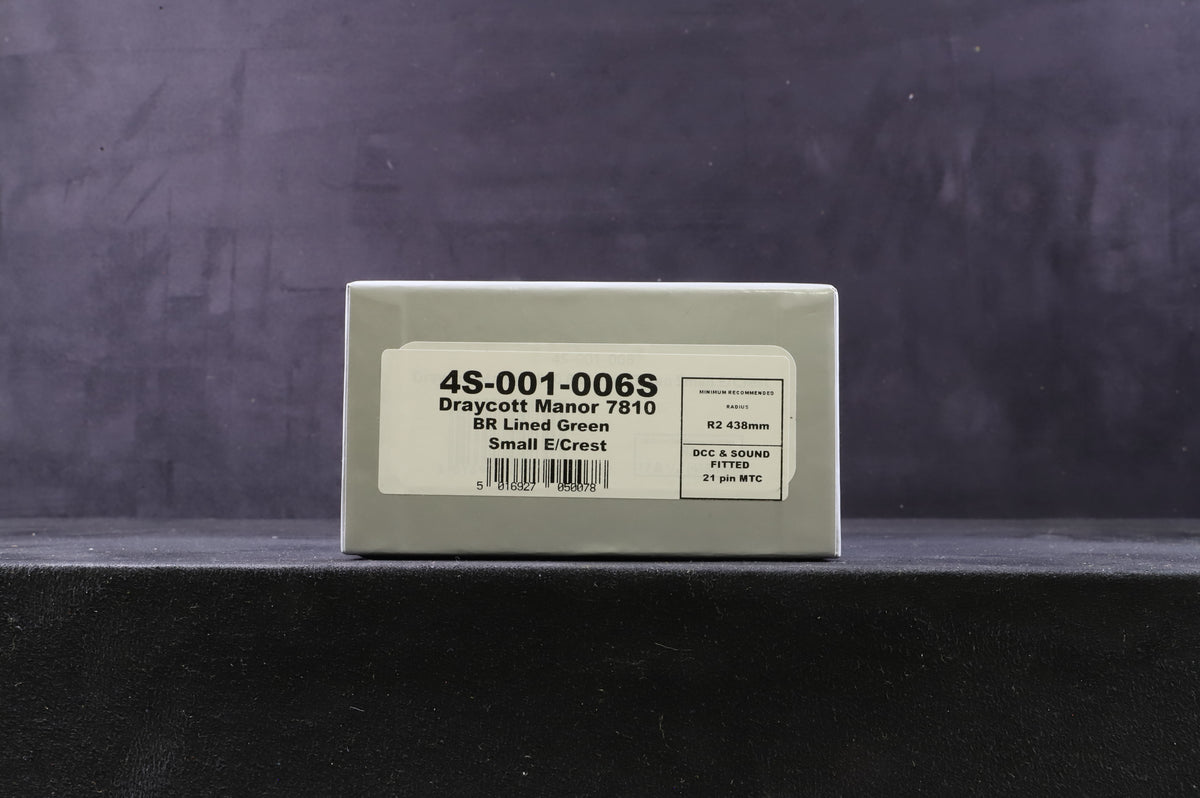 Dapol OO 4S-001-006S Draycott Manor &#39;7810&#39; BR Lined Green Small E/Crest, DCC Sound