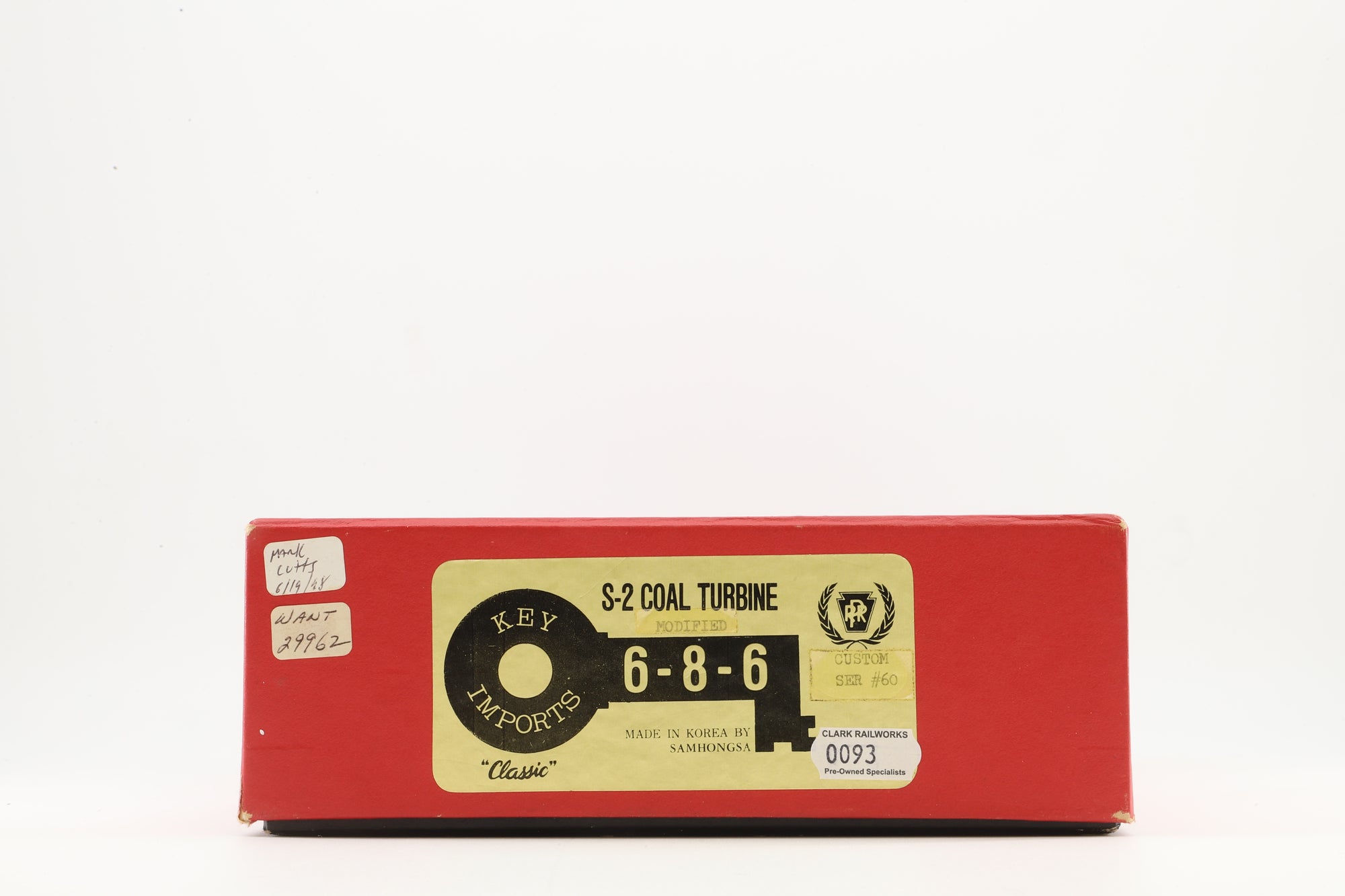 Key Imports HO Brass CS#60 Steam loco PRR Class S2 Coal Turbine 6-6-6 Modified '6200'