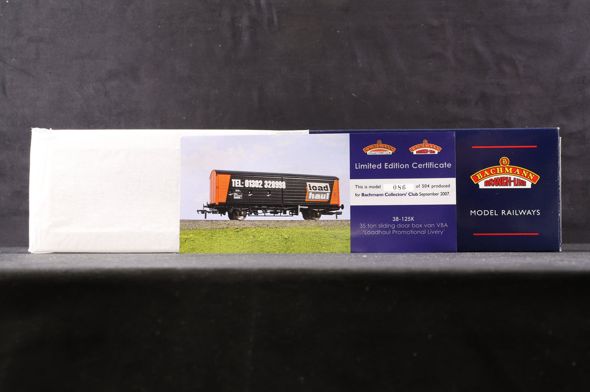 Bachmann OO 38-125K 35 Ton Sliding Box Van NBA &#39;Loadhaul Promotional Livery&#39; Excl. Bachmann Collectors&#39; Club Ltd Ed 86/ 504