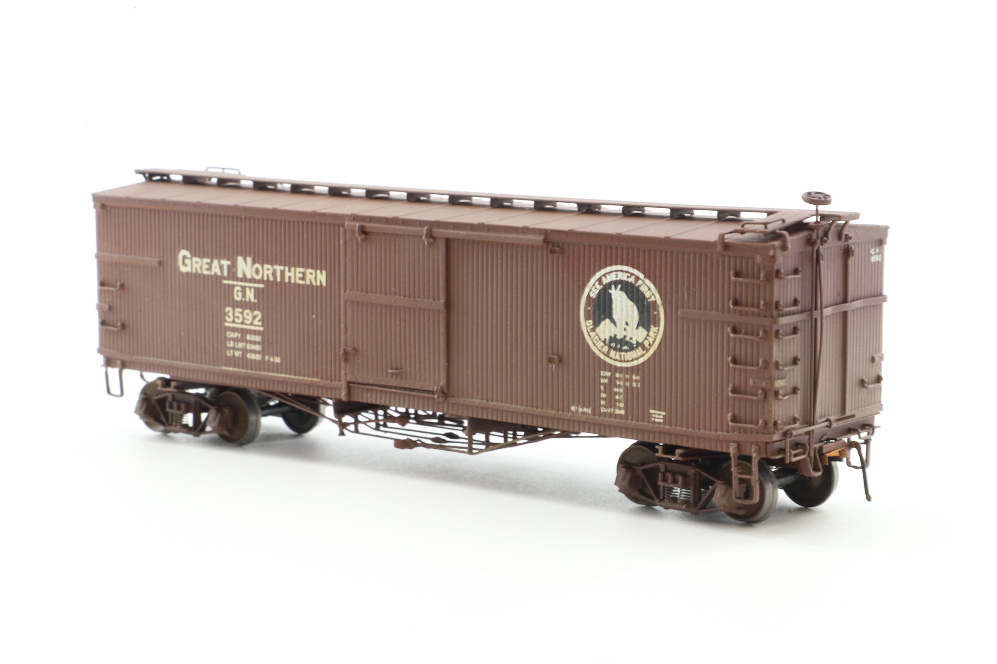 Nickel Plate Products HO Brass Box car GN 40' wood w/ truss rods '3592' Weathered