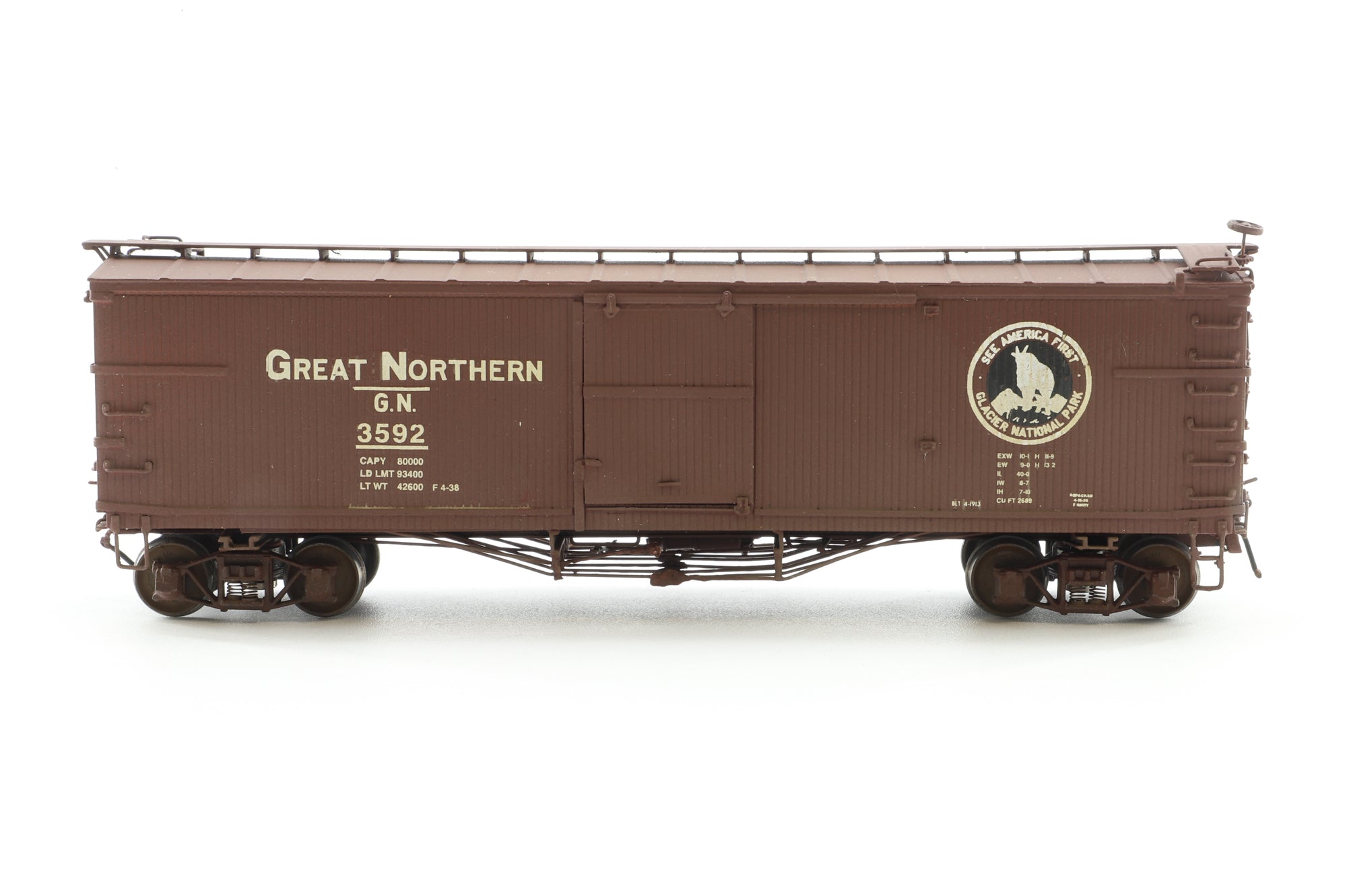 Nickel Plate Products HO Brass Box car GN 40' wood w/ truss rods '3592' Weathered