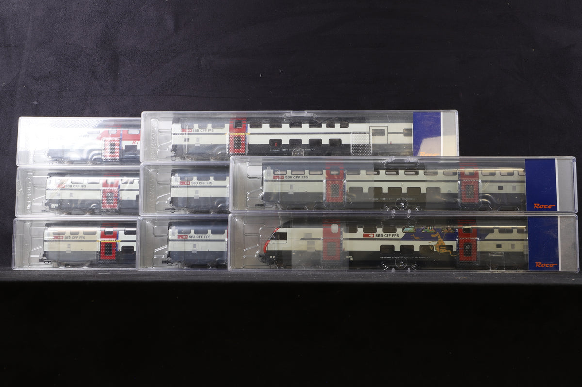 Roco HO Rake of 8 SBB Double Decker Coaches Incl. 64850, 51, 52 (x3), 54 &amp; 56