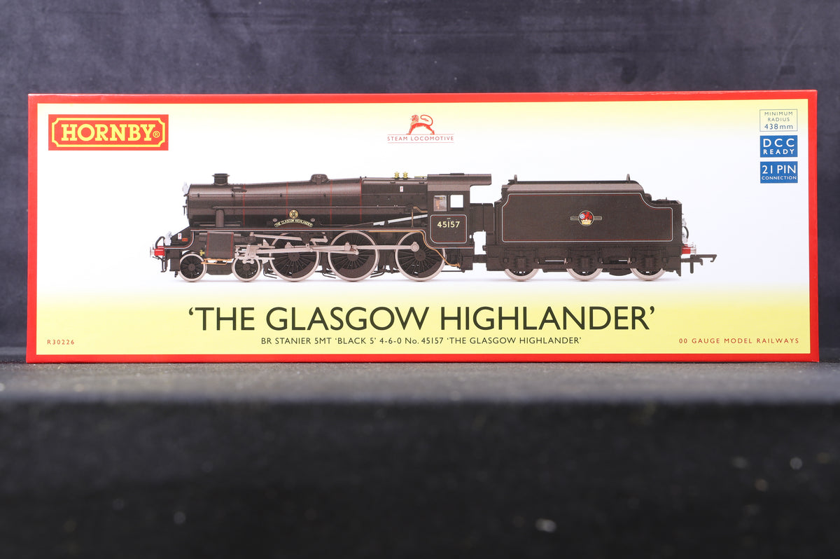 Hornby OO R30226 BR Stanier 5MT Black 5 &#39;45157&#39; &#39;The Glasgow Highlander&#39; BR Lined Black L/C