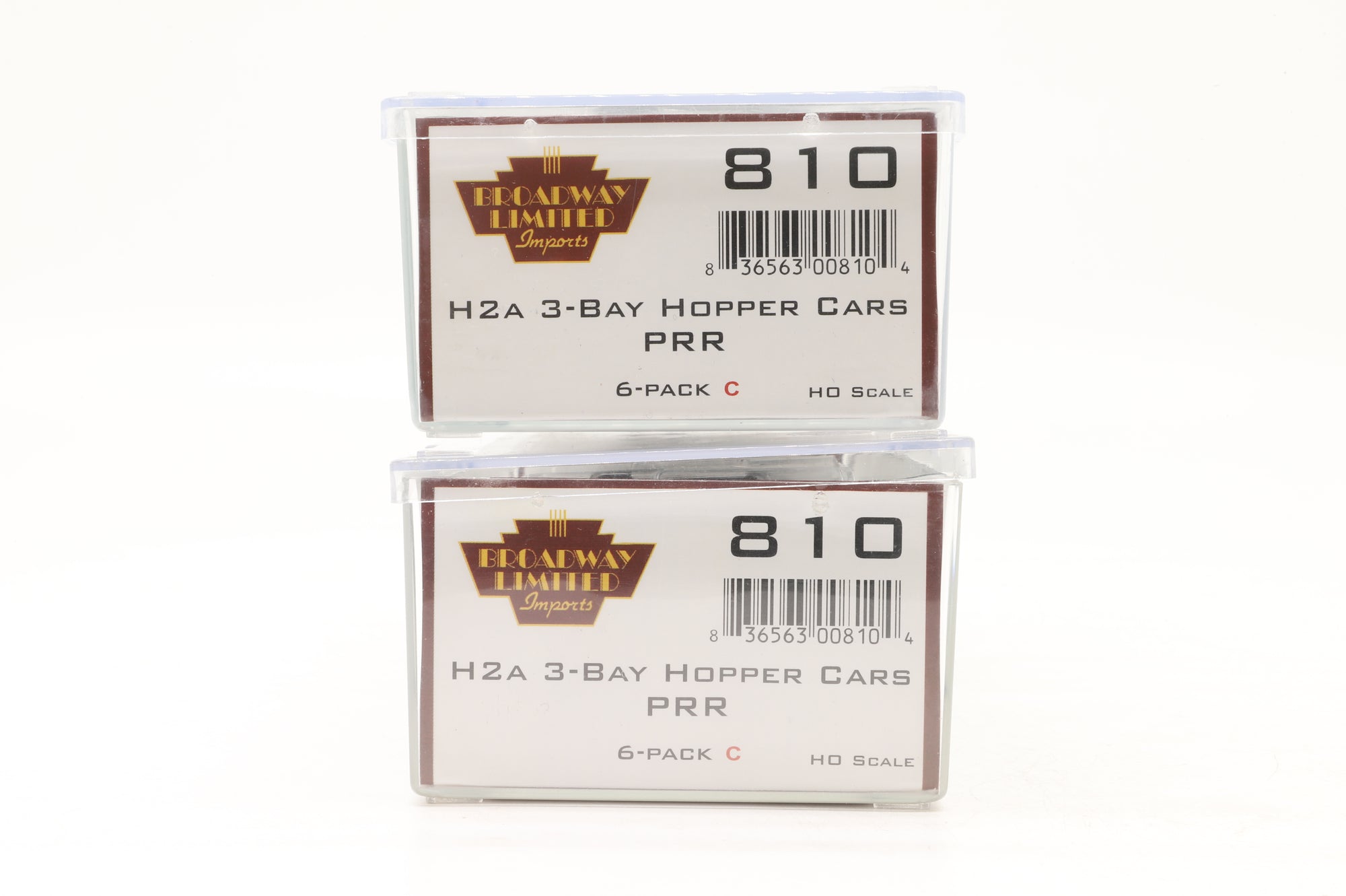 Broadway Limited HO Rake of 2x H2A 3-Bay Hopper Cars in PRR Black