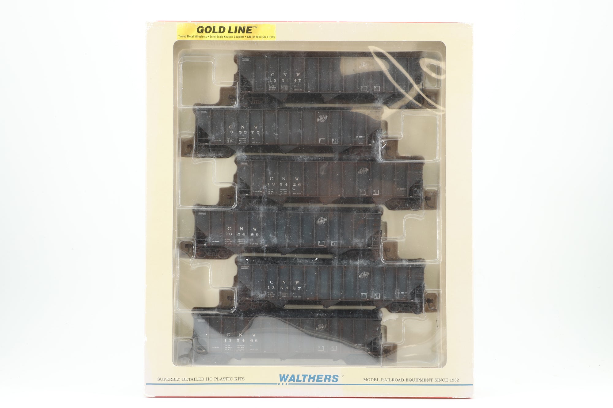 Walthers HO 932-7855 Pack Of 6 100 Ton Coal Hopper Chicago & North Western Wagons Weathered
