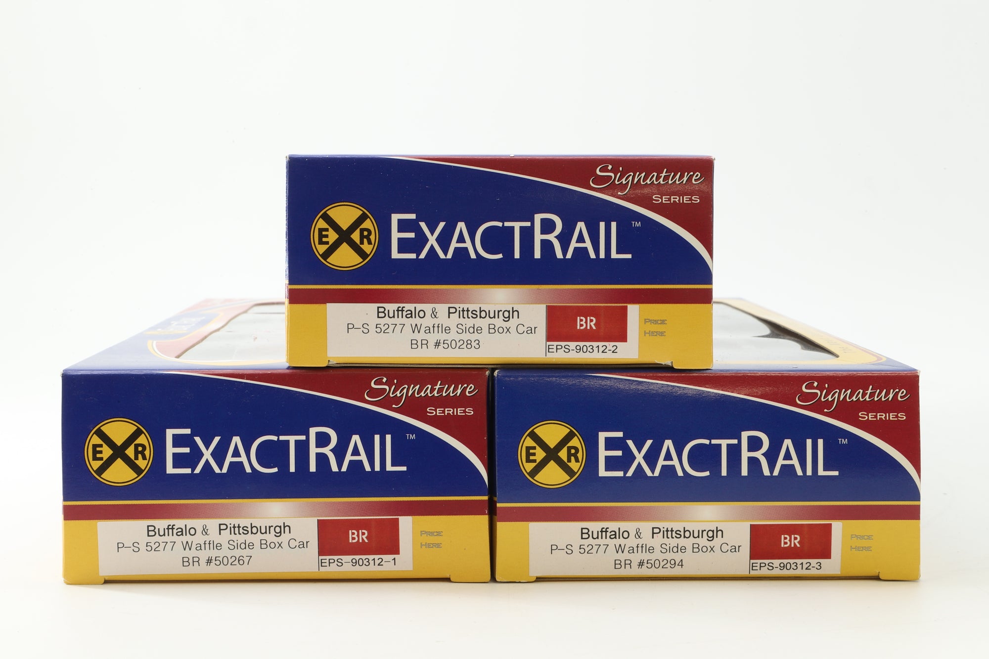 Exact Rail HO Rake Of 3 P-S Waffle Side Box Cars Inc. EPS 90312-1, 90312-2 & 90312-3