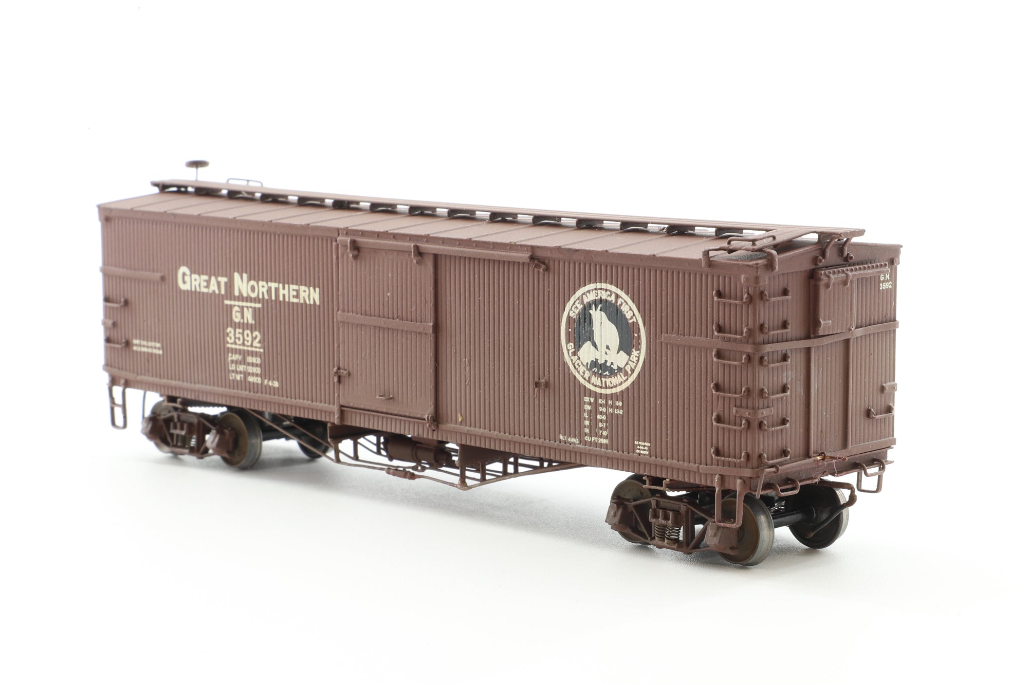 Nickel Plate Products HO Brass Box car GN 40' wood w/ truss rods '3592' Weathered