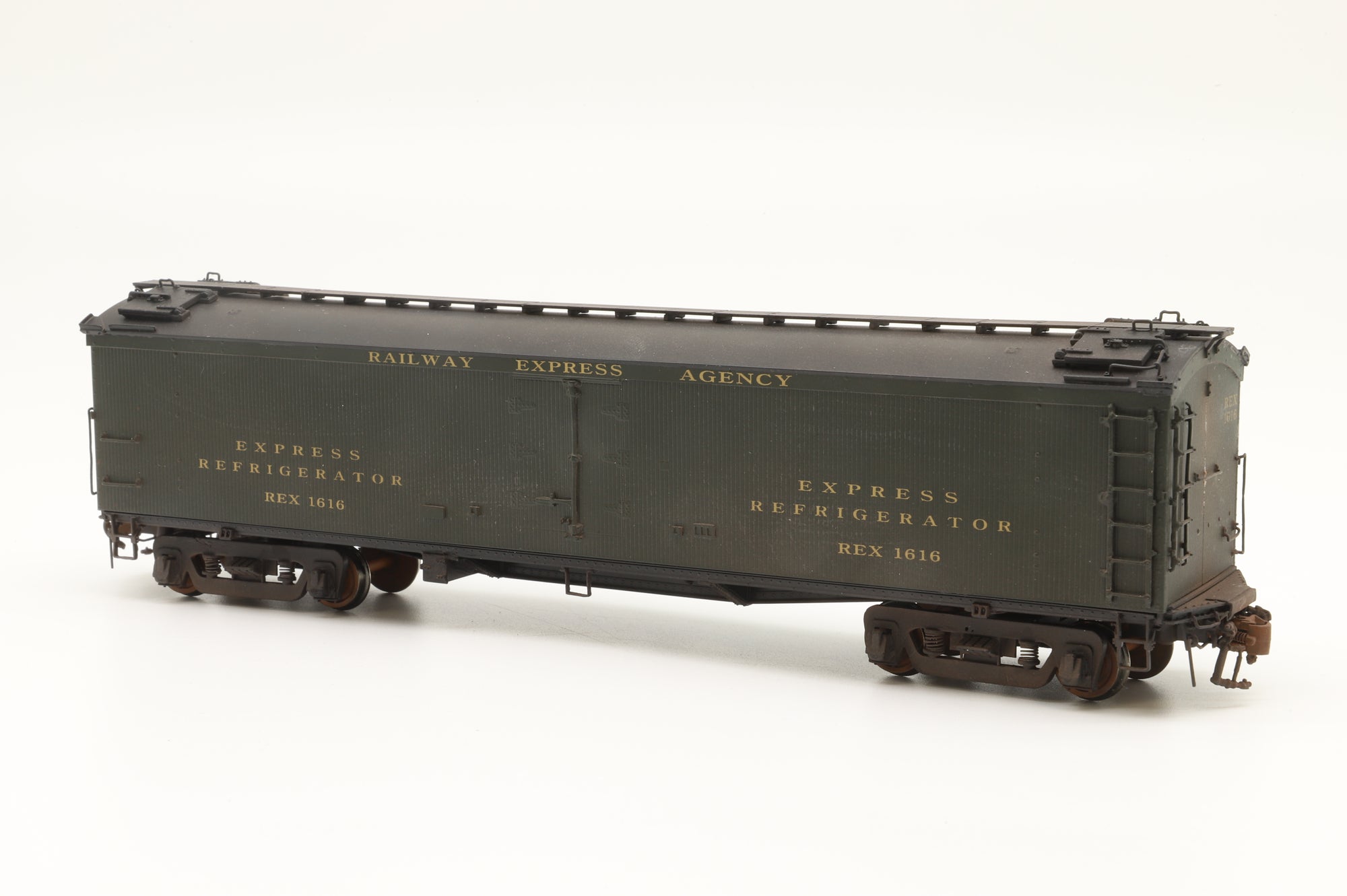 Iron Horse/Precision Scale HO Brass 17804-14 REX BR Class 53' 6'' REEFER Car w/ Miner Brake System #1616 - Weathered