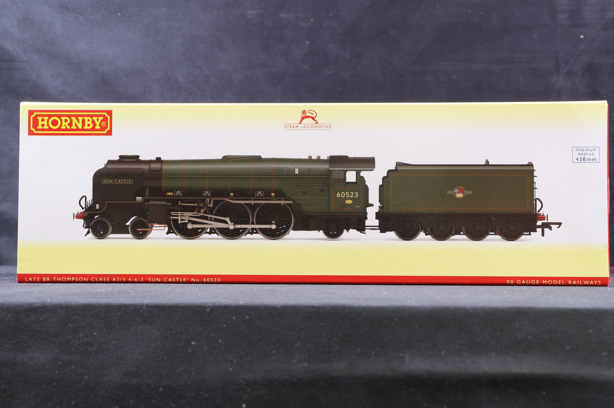 Hornby OO R3835 Thompson Class A2/3 4-6-2 &#39;Sun Castle&#39; &#39;60523&#39; BR Lined Green L/C, Weathered