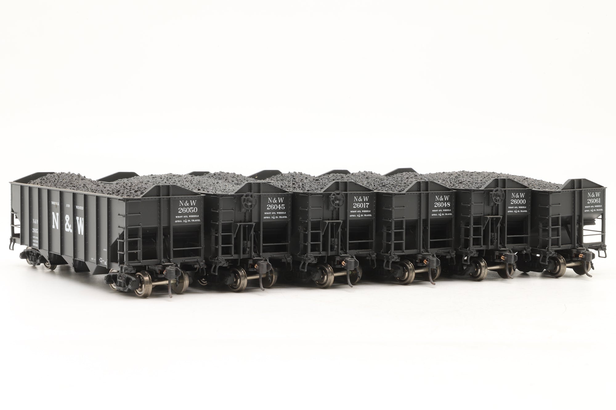 Broadway Limited HO 800 6-Pack of H2A 3-Bay Hopper Cars in N&W Black