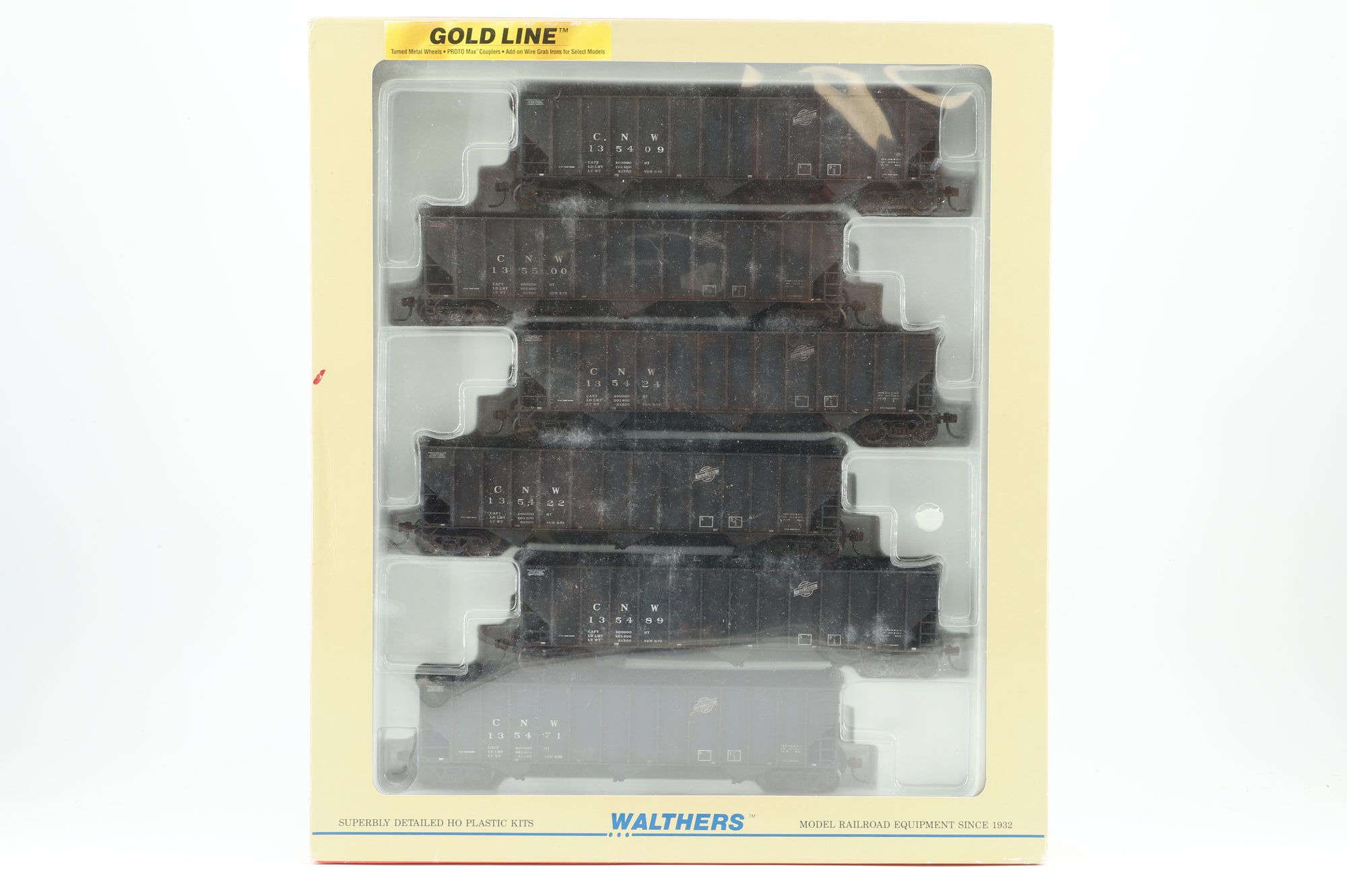 Walthers HO 932-7855 Pack Of 6 100 Ton Coal Hopper Chicago & North Western Wagons Weathered