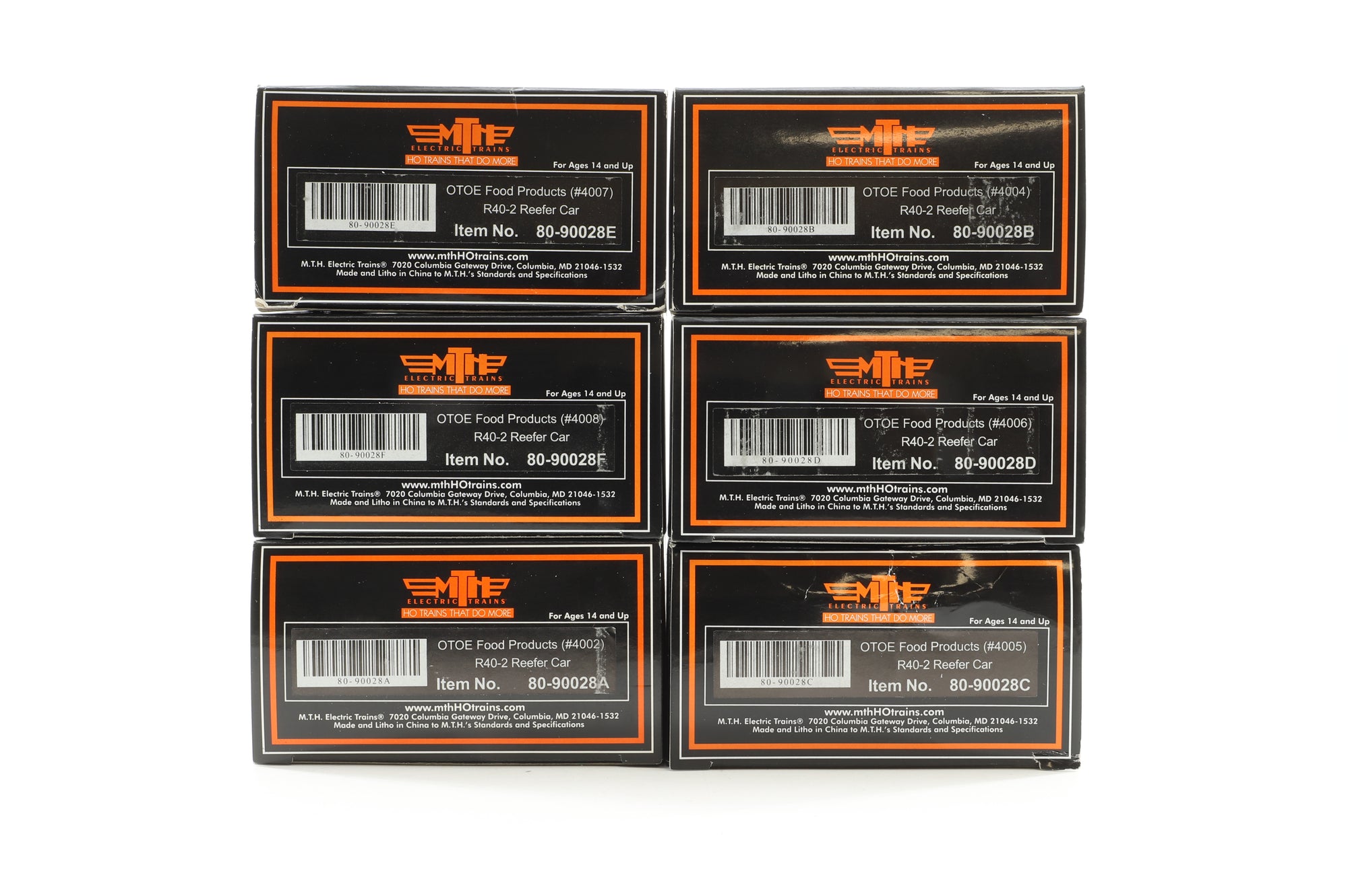 MTH HO 80-90028 Rake of 6x R40-2 Reefer Cars in OTOE Food Products Liveries