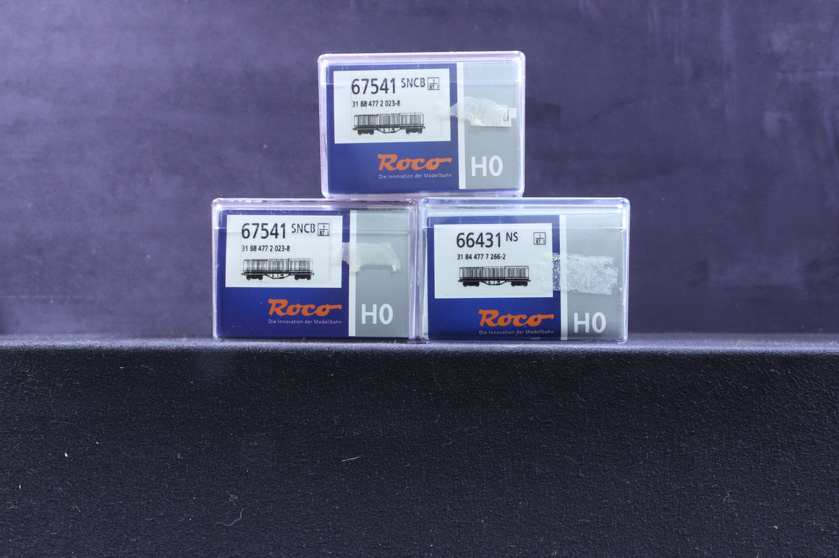 Roco HO Rake of 3 Wagons, Inc. 66431 &amp; 2 x 67541