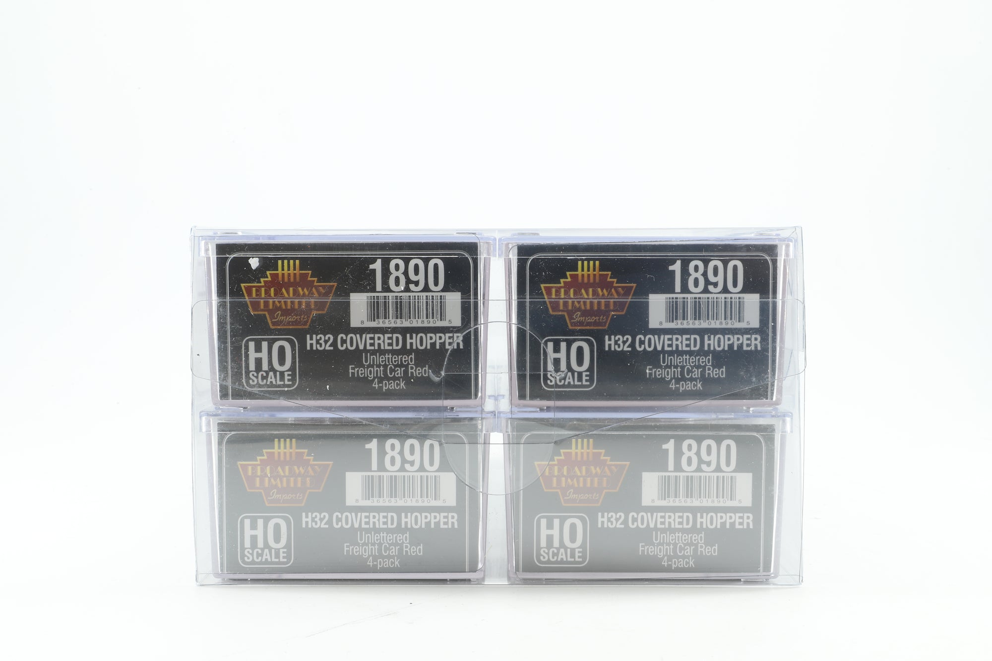 Broadway Limited HO 1890 Pack of 4 H32 Covered Hoppers in Unbranded Red