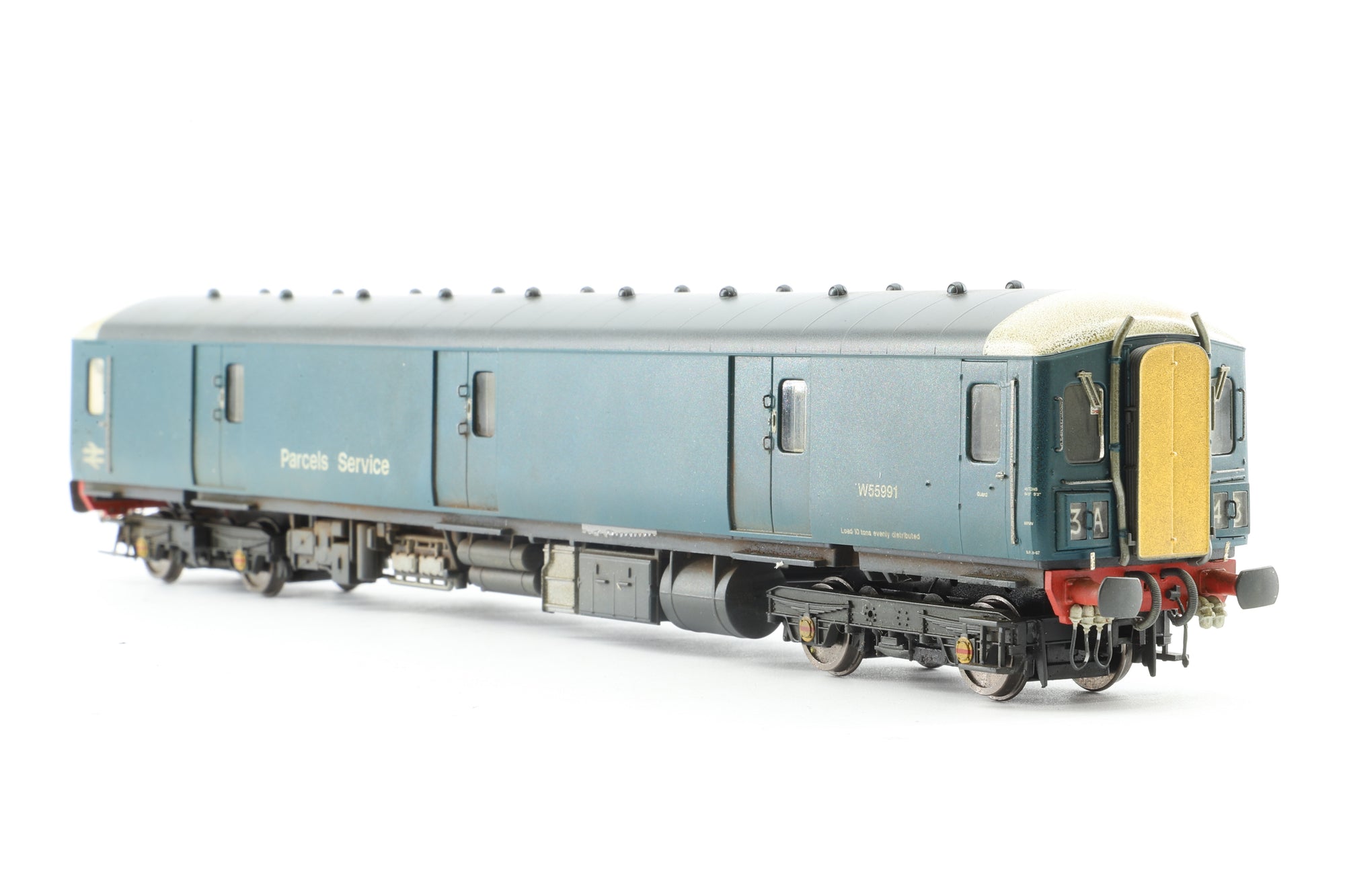 Heljan OO 8902 Class 128 Parcels DMU 'W55991' BR Blue With White Cab Roof Domes & Yellow Gangway Door Covers Weathered DCC Sound